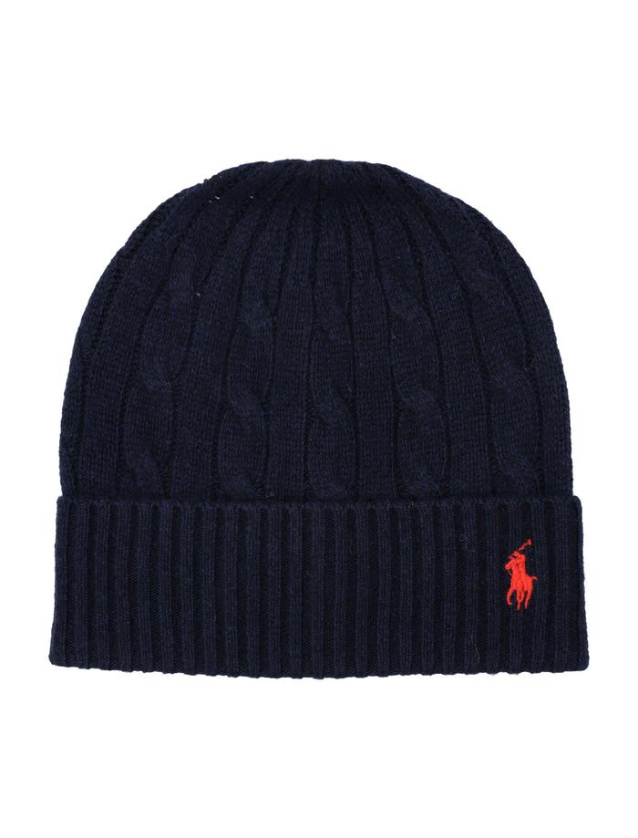Polo Ralph Lauren Cable Wool-Cashmere Beanie Hunter Navy Hat