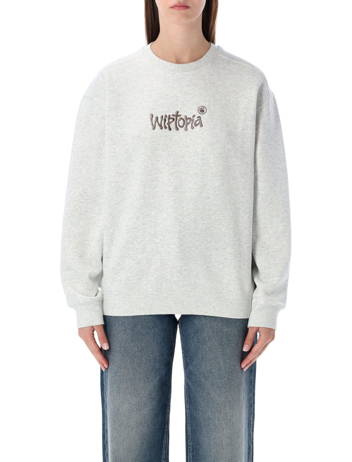 Carhartt WIP grey W Wiptopia Script Sweatshirt Ash Heater Cotton