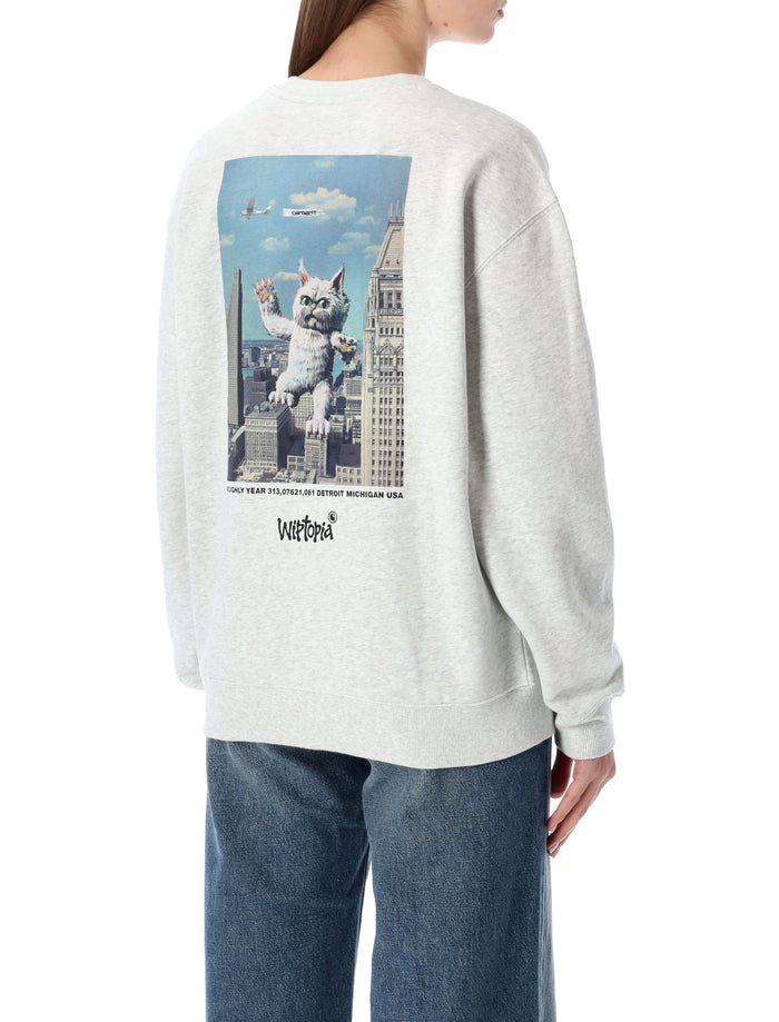 Carhartt WIP grey W Wiptopia Script Sweatshirt Ash Heater Cotton