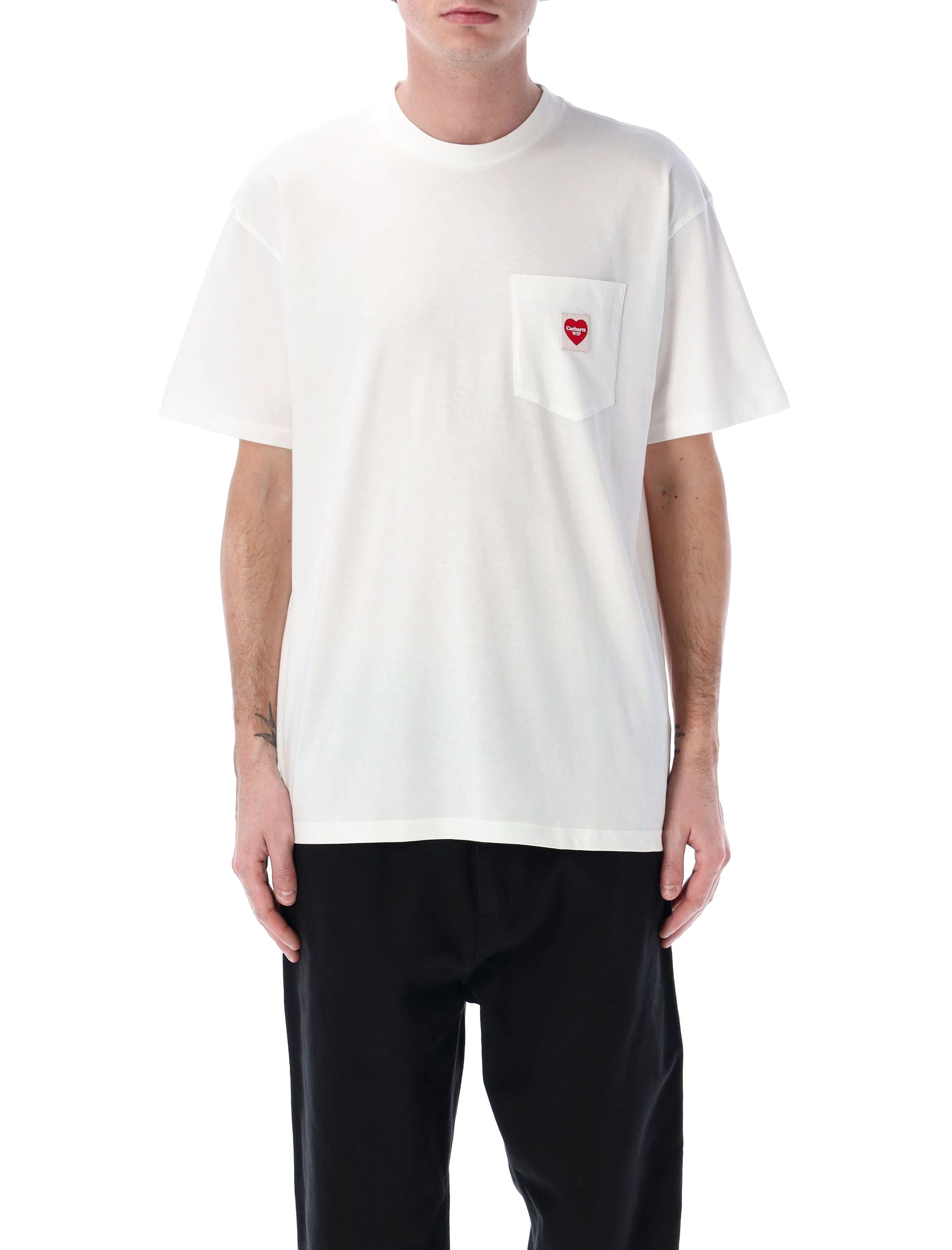 S-S pocket heart t-shirt White Organic Cotton Tshirt