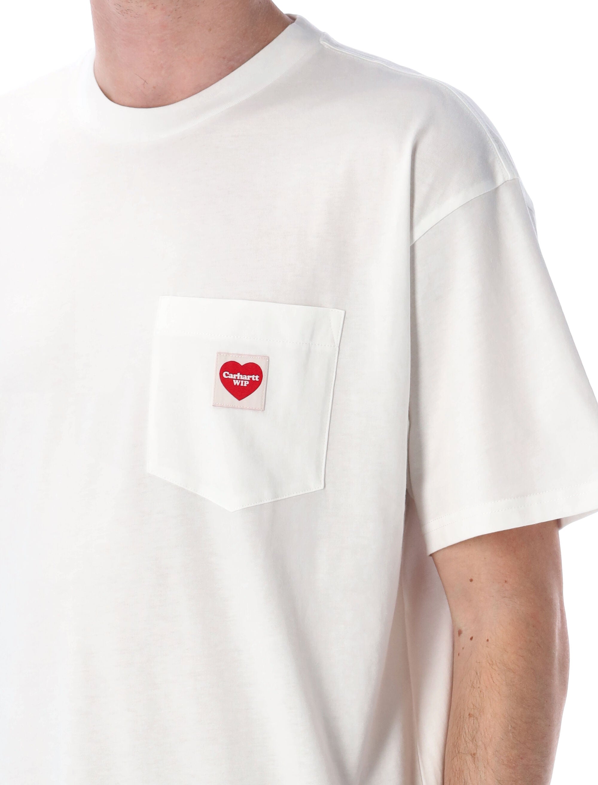 S-S pocket heart t-shirt White Organic Cotton Tshirt