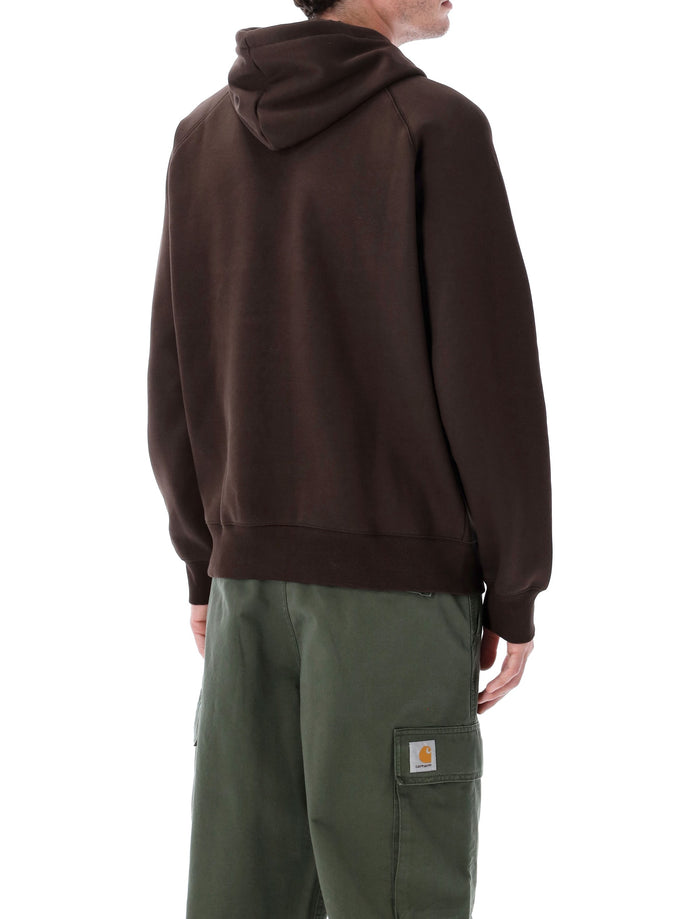 Carhartt Wip Chase Hoodie With Embroidered Logo Tobacco Cotton Sweatshirt