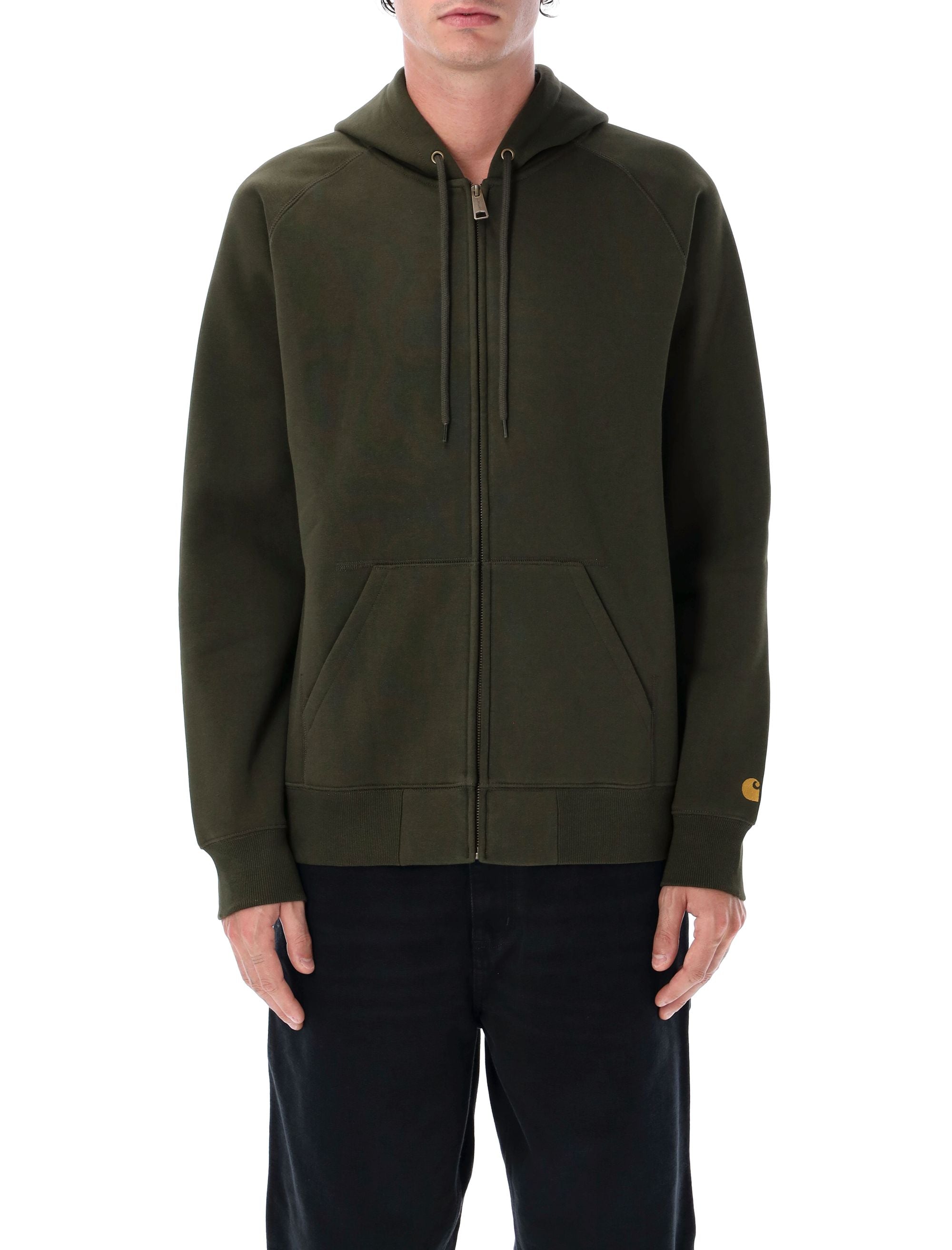 Carhartt WIP Chase Zipped Hoodie Olive Cotton Sweatshirt