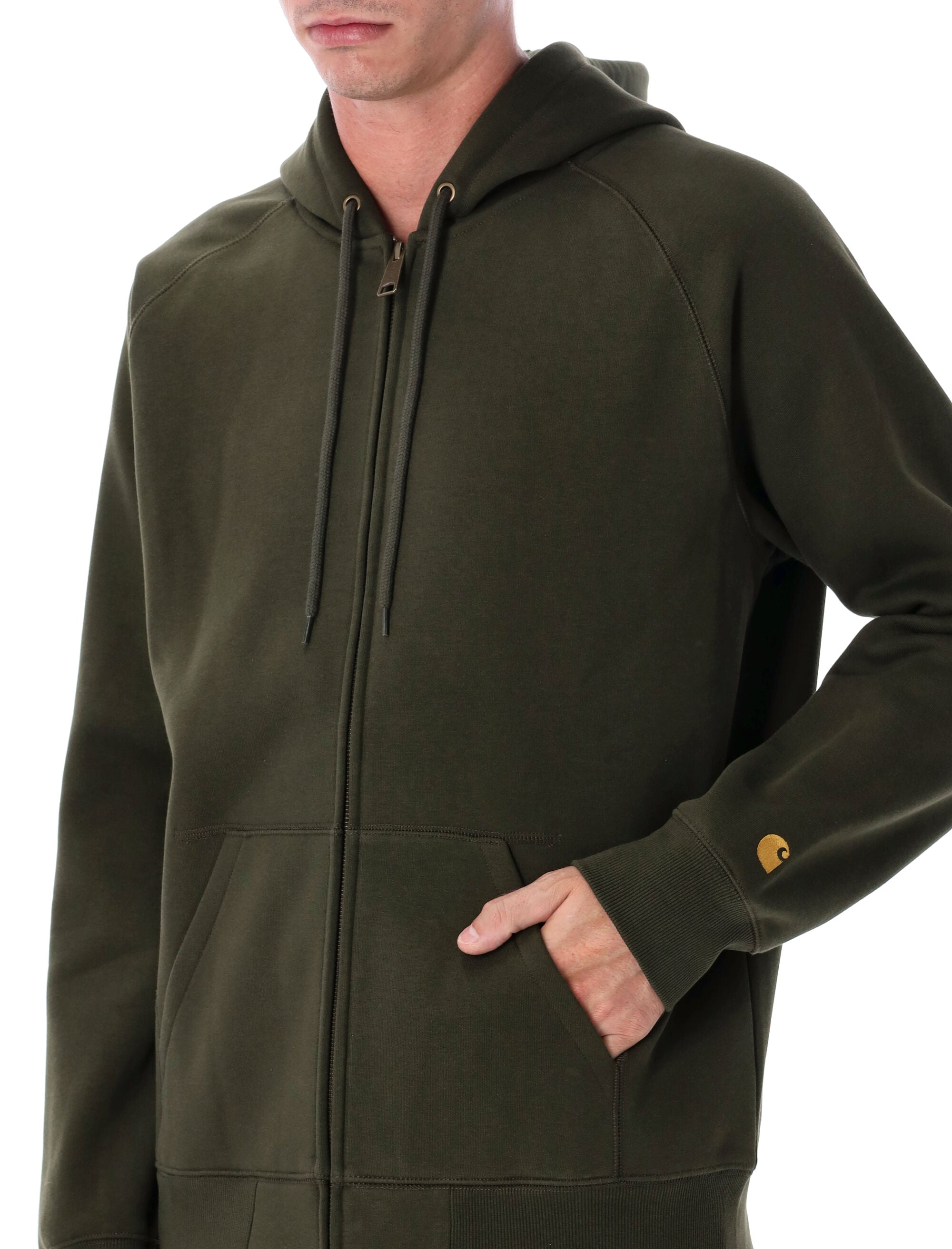 Carhartt WIP Chase Zipped Hoodie Olive Cotton Sweatshirt