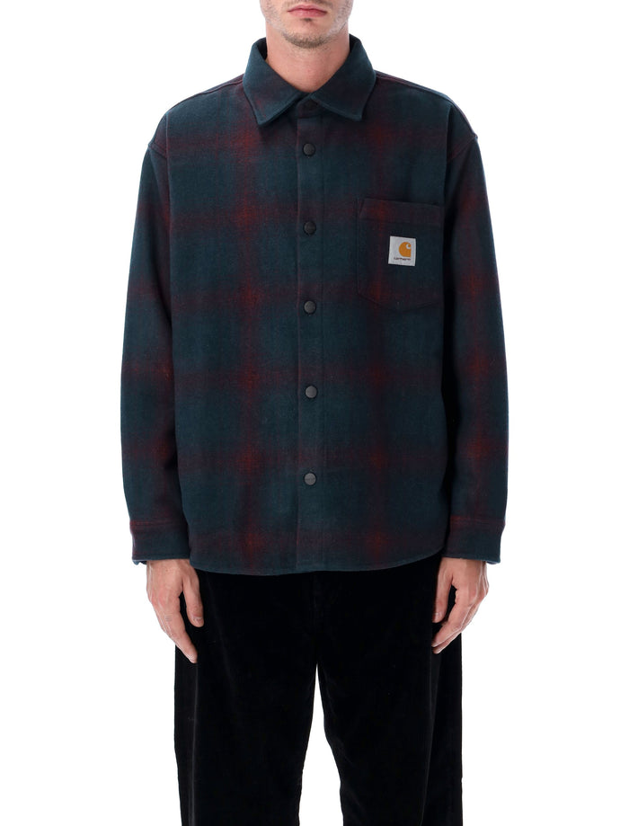 Carhartt WIP Brennan checked wool shirt jacket Deep Lagoon