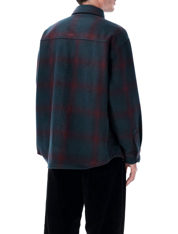 Carhartt WIP Brennan checked wool shirt jacket Deep Lagoon