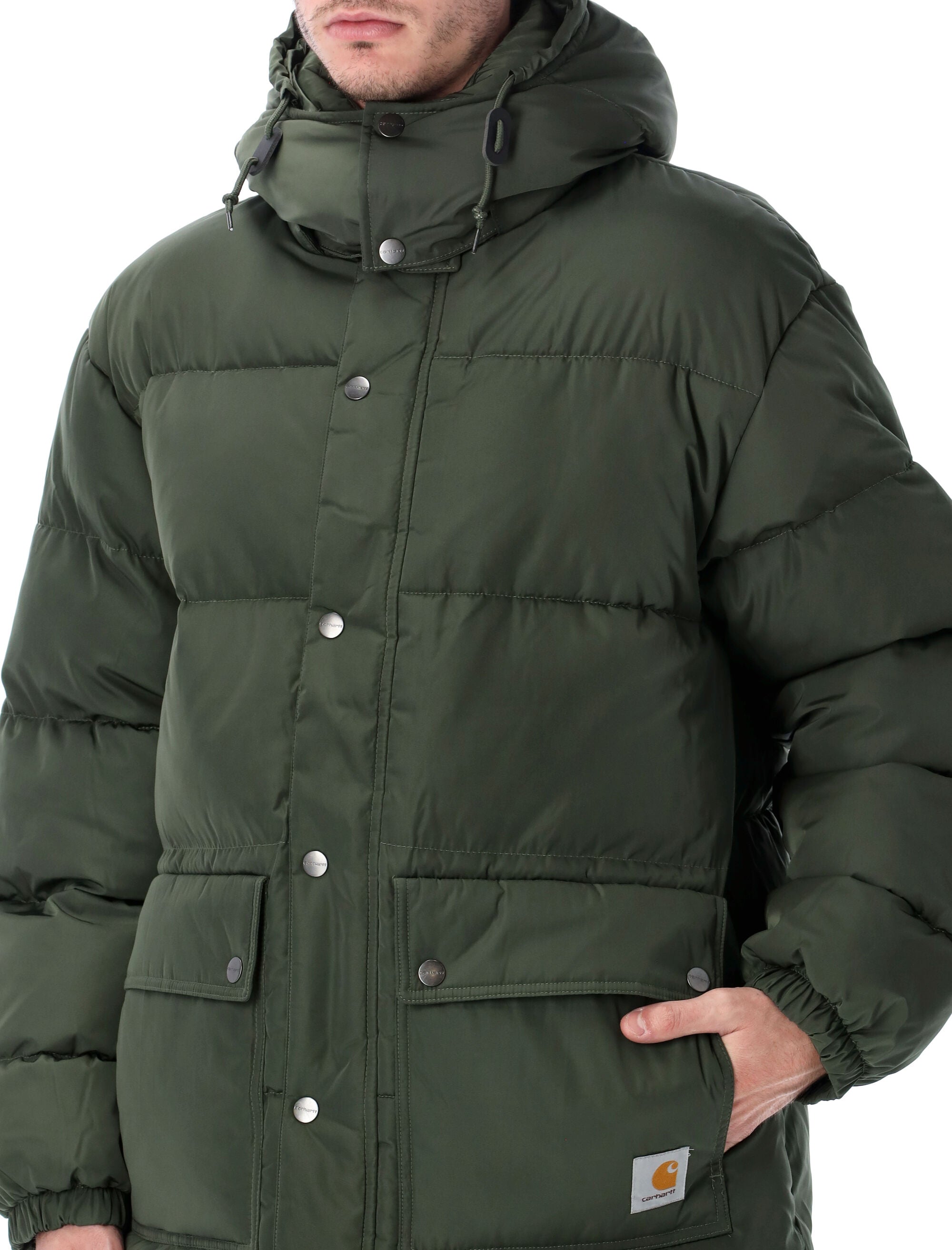 Carhartt WIP Brent technical jacket with removable hood Olive Recycled Polyester Filling