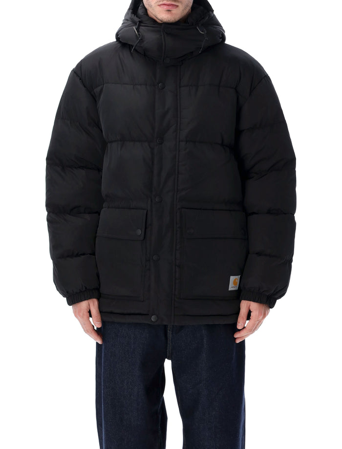 Carhartt Wip Brent Technical Jacket With Removable Hood Black Recycled Polyester Filling