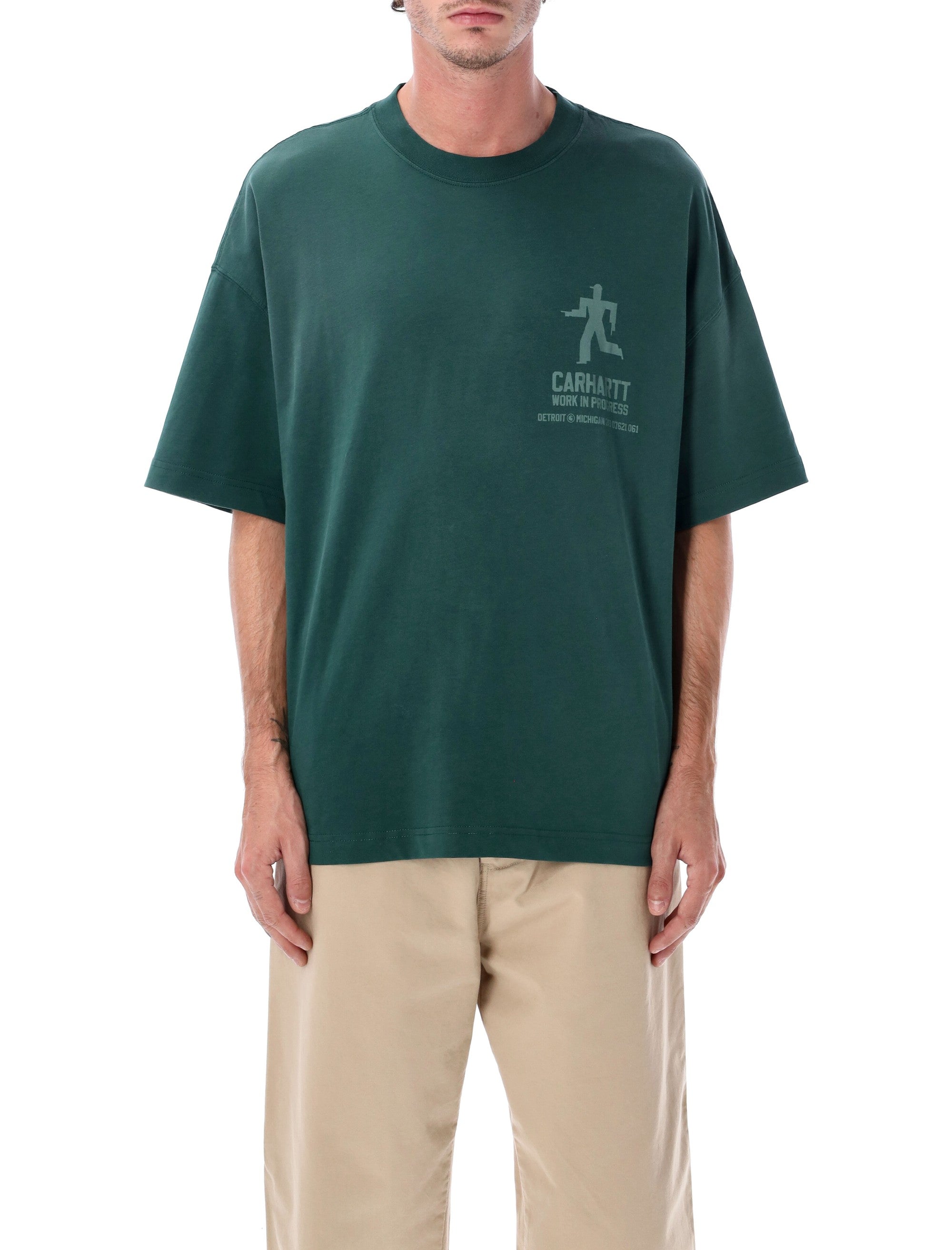Carhartt WIP Distance organic cotton T-shirt with graphic prints Dark Fir