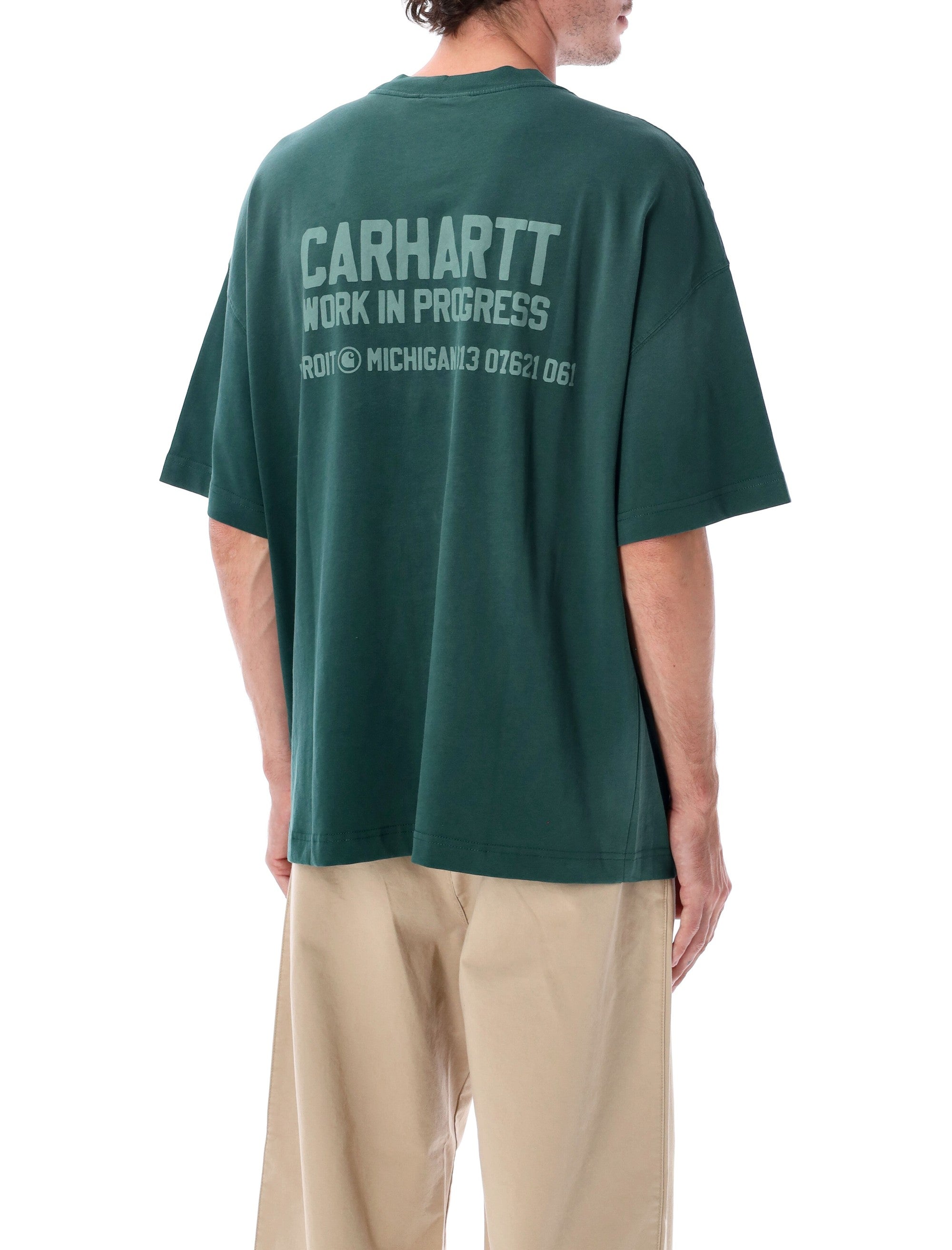 Carhartt WIP Distance organic cotton T-shirt with graphic prints Dark Fir