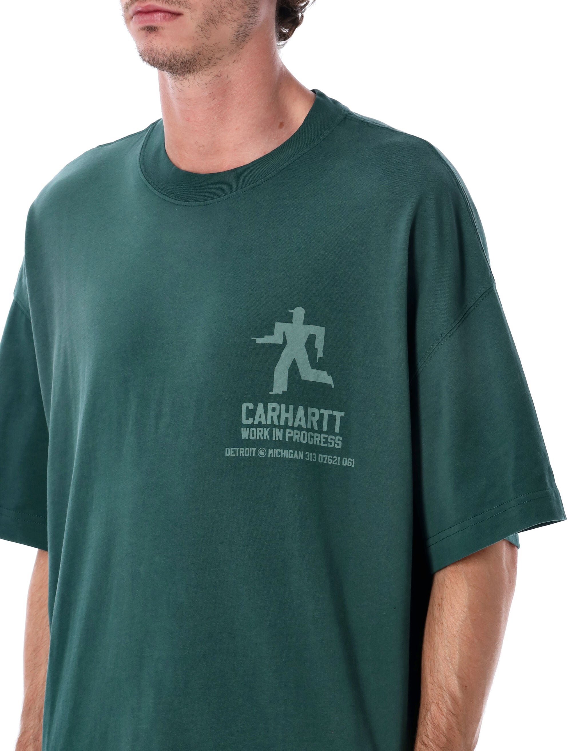 Carhartt WIP Distance organic cotton T-shirt with graphic prints Dark Fir