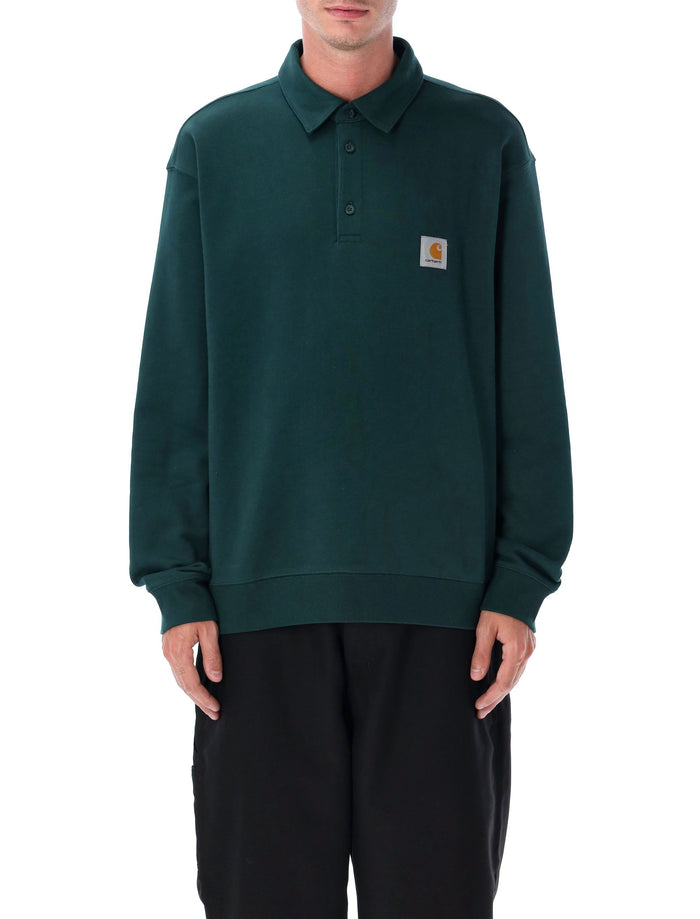 Carhartt Wip Black Cotton Polo Sweatshirt Dark Fir