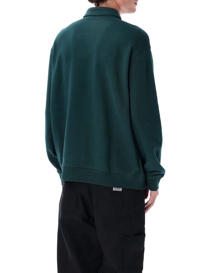 Carhartt Wip Black Cotton Polo Sweatshirt Dark Fir
