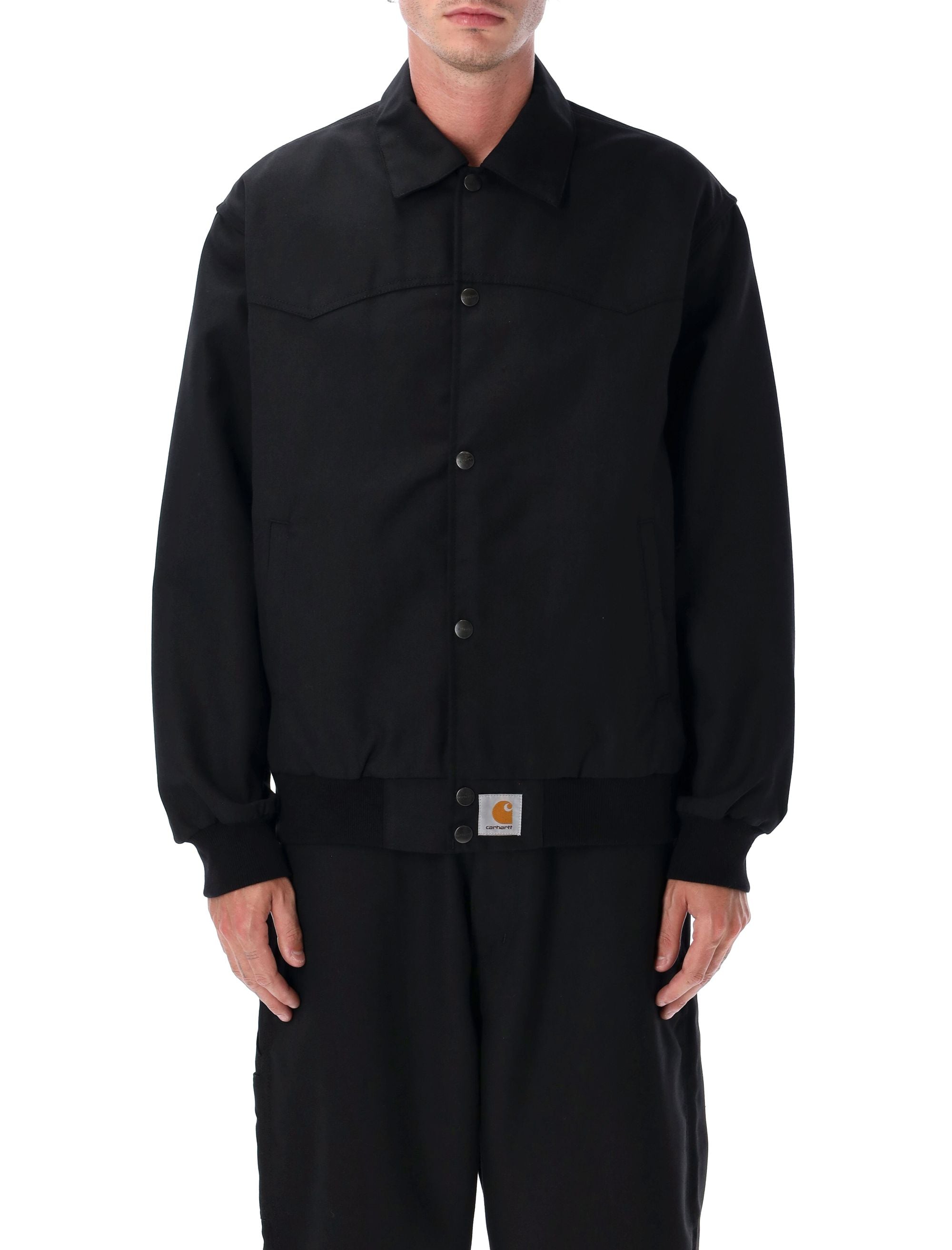 Black Canvas Wool-Blend Ray Jacket Polyester