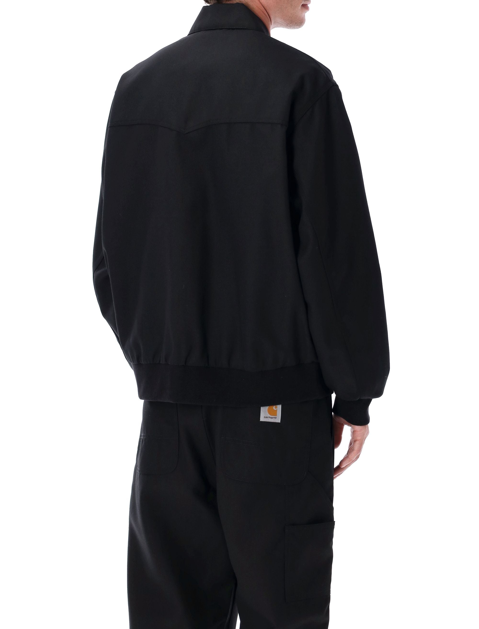 Black Canvas Wool-Blend Ray Jacket Polyester