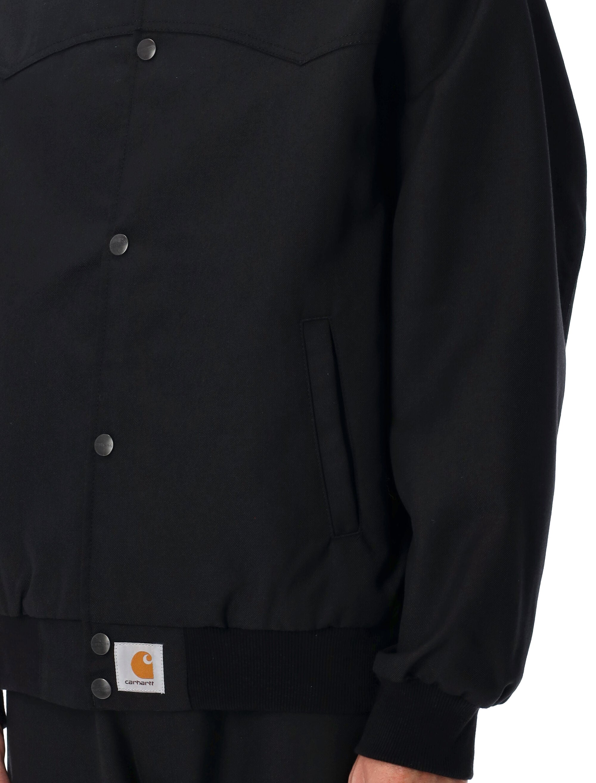 Black Canvas Wool-Blend Ray Jacket Polyester