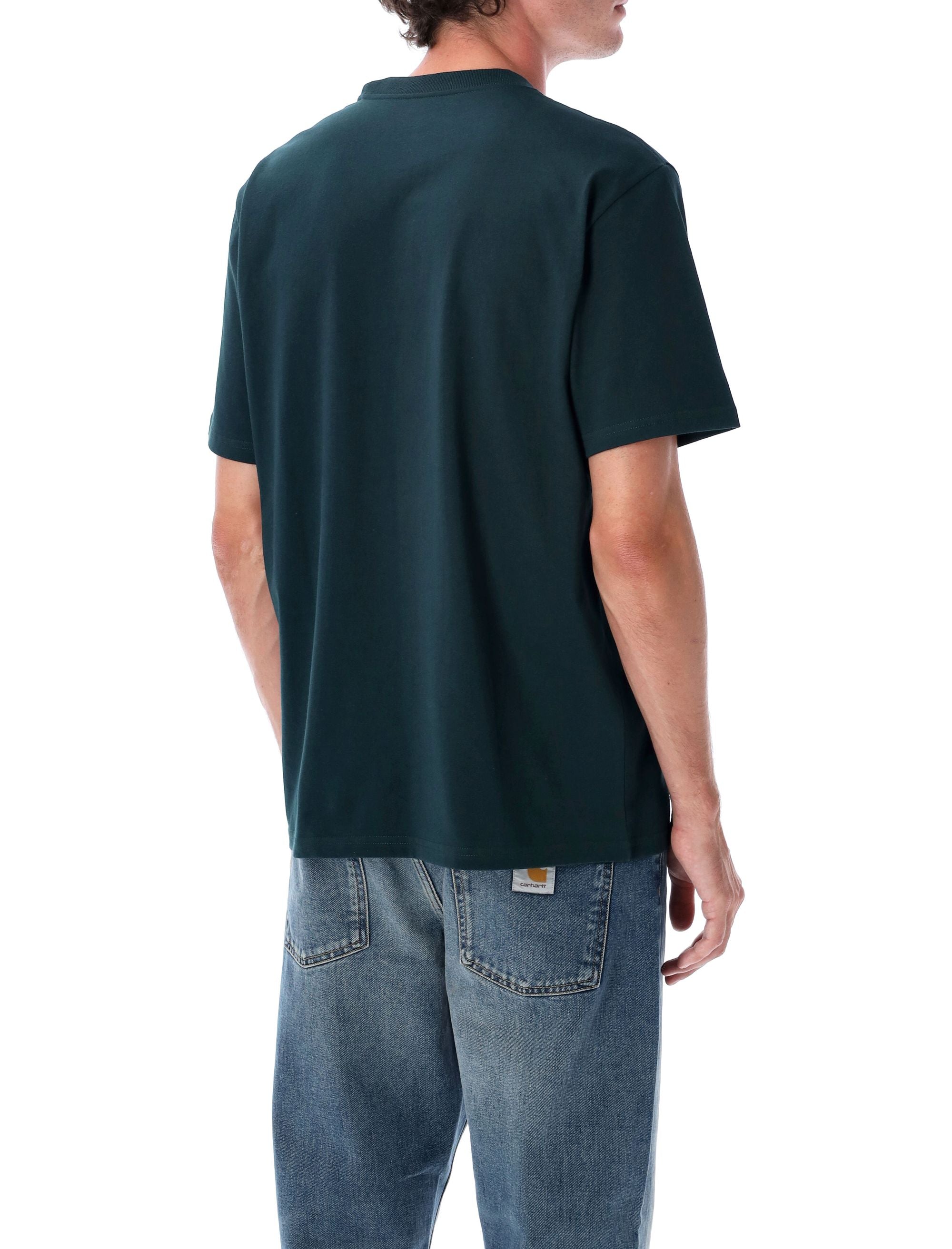 University Script t-shirt Deep Lagoon Organic Cotton