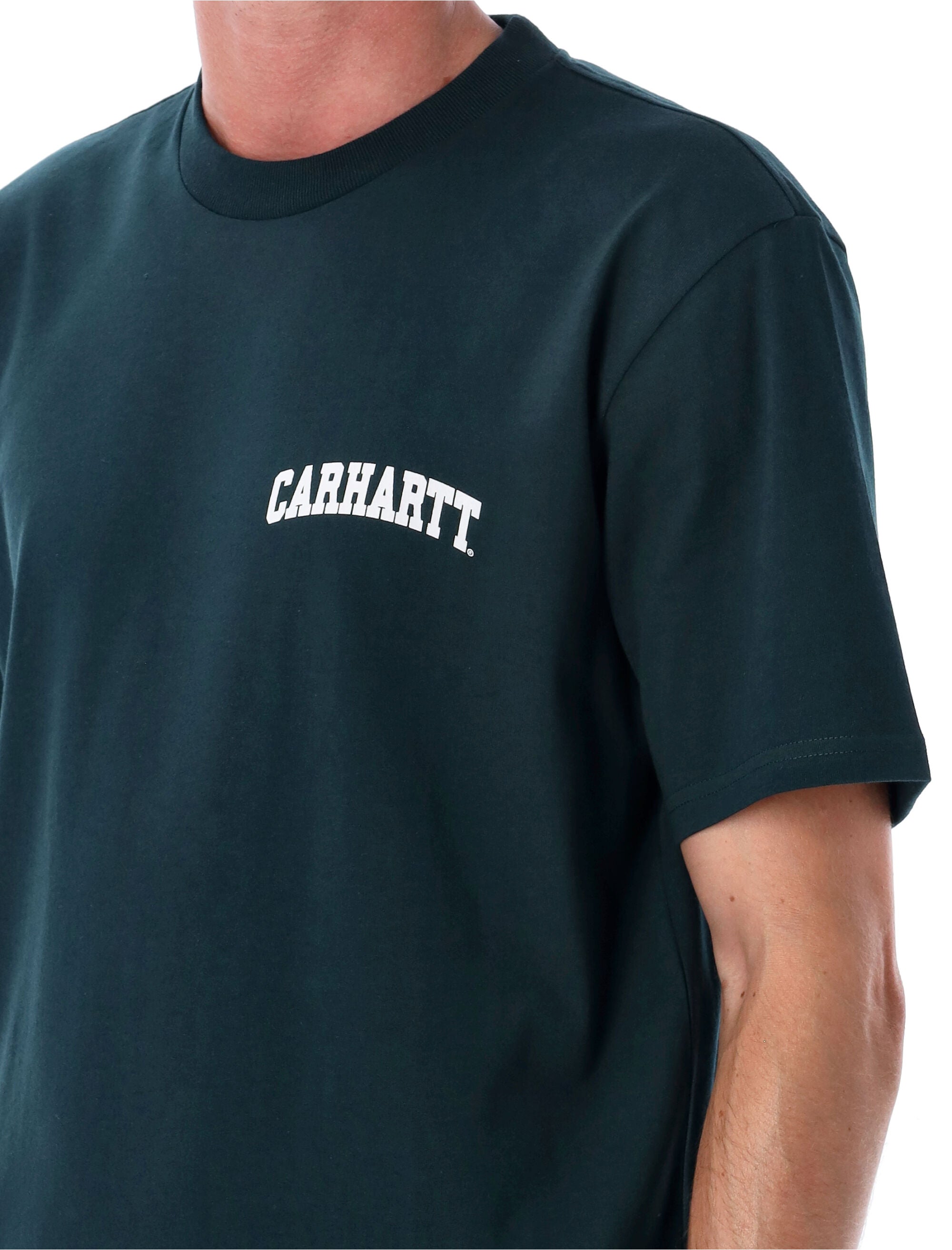University Script t-shirt Deep Lagoon Organic Cotton