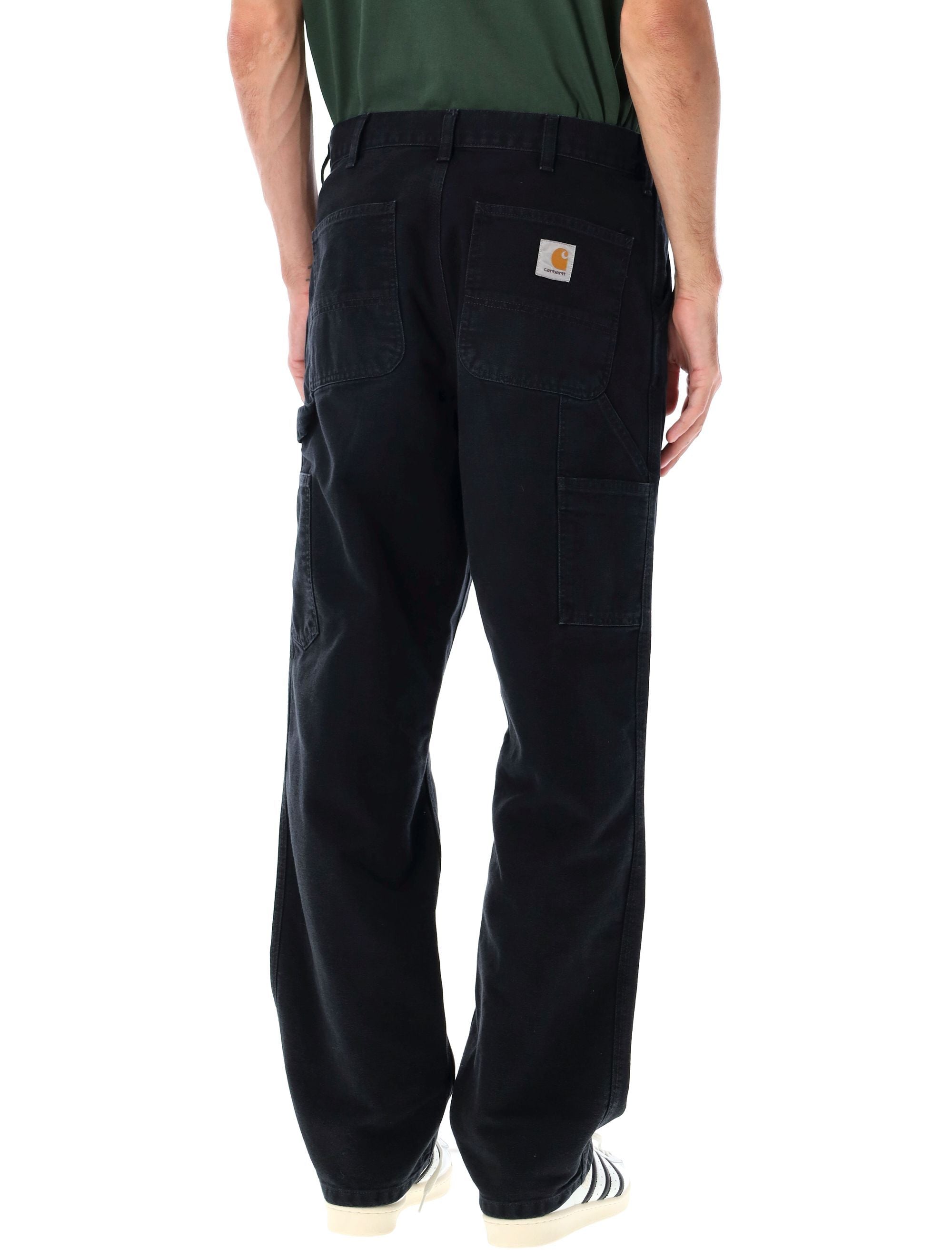 Single Knee Canvas Work Pants Black Organic Cotton