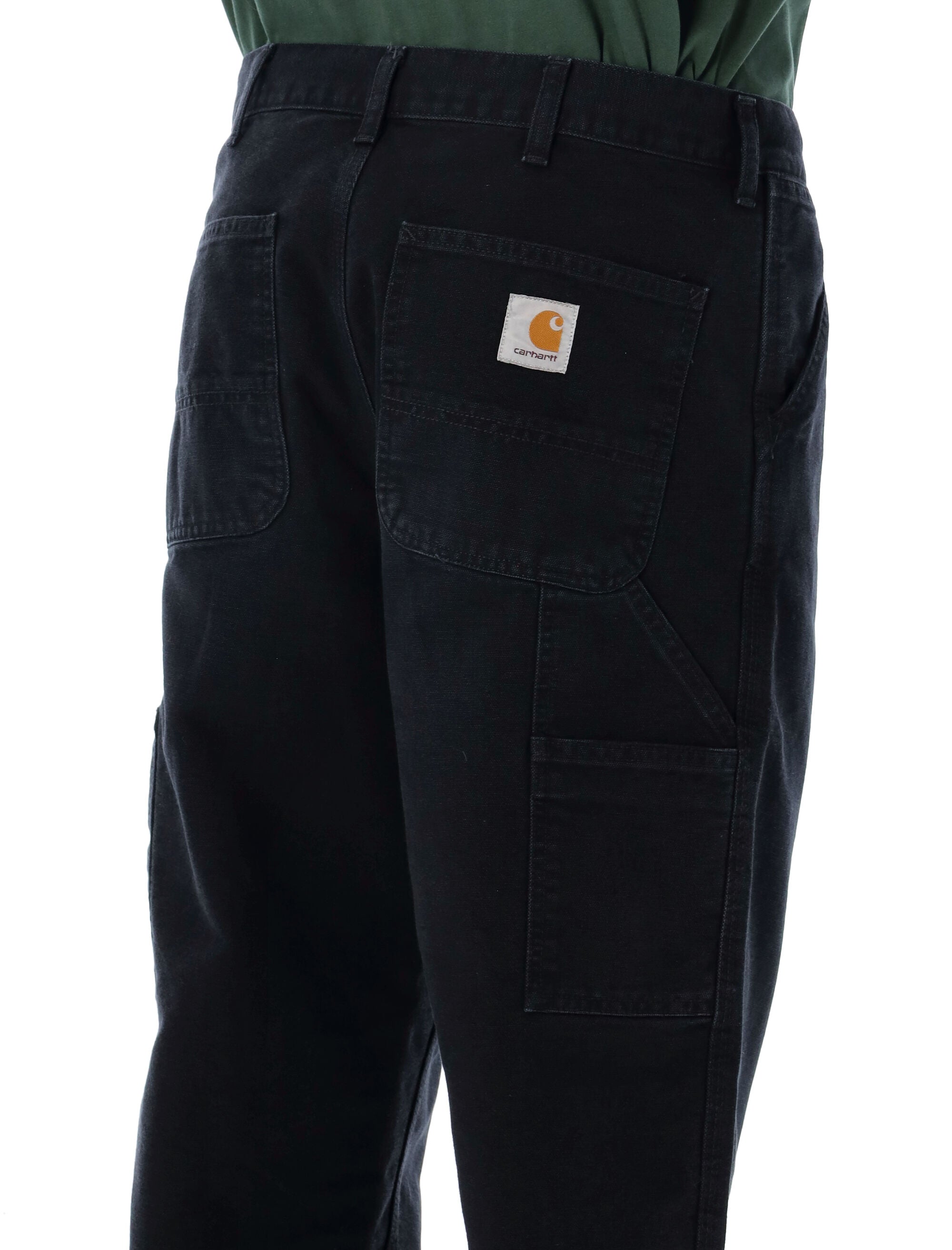 Single Knee Canvas Work Pants Black Organic Cotton