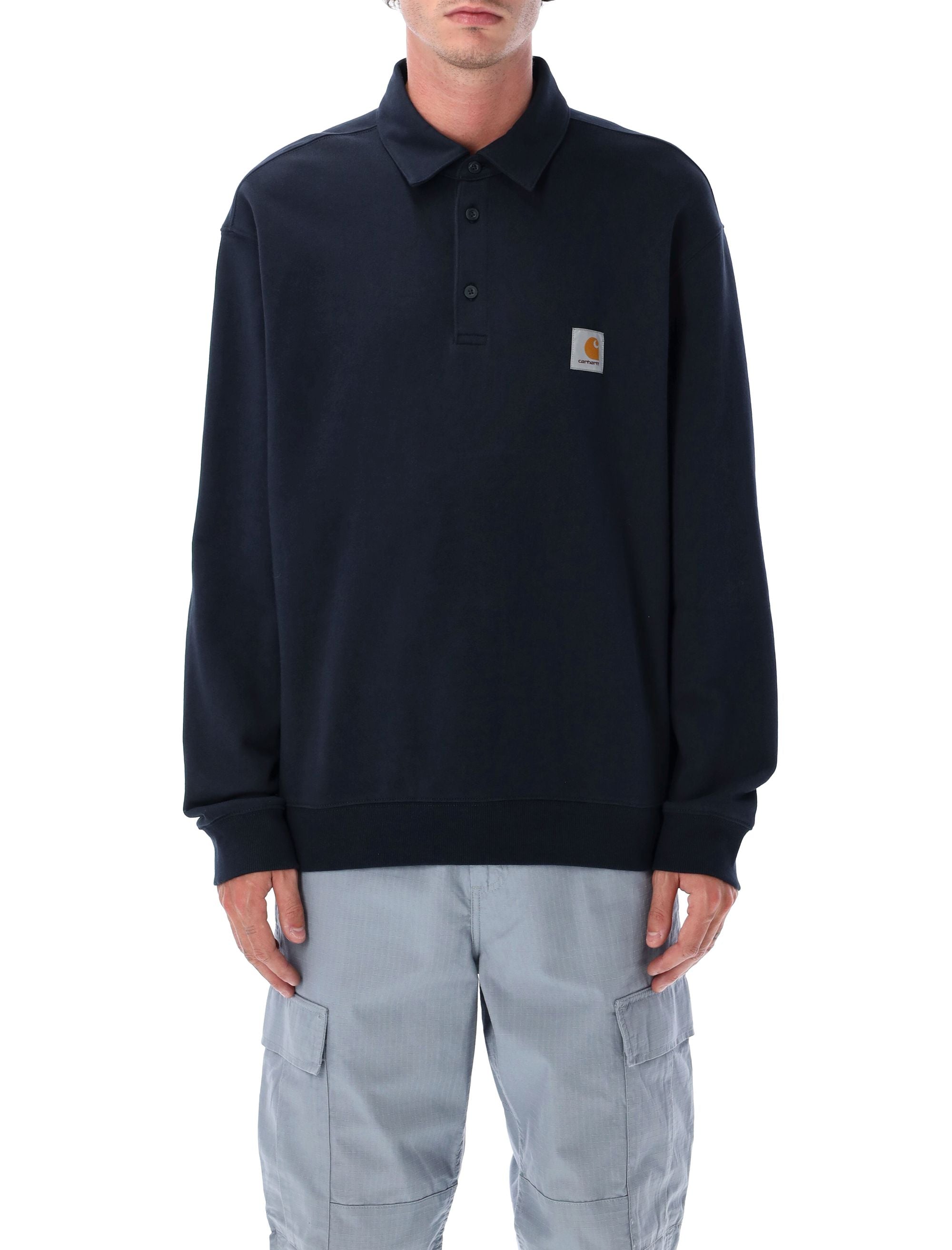 Carhartt WIP Black Cotton Polo Sweatshirt Deep Night