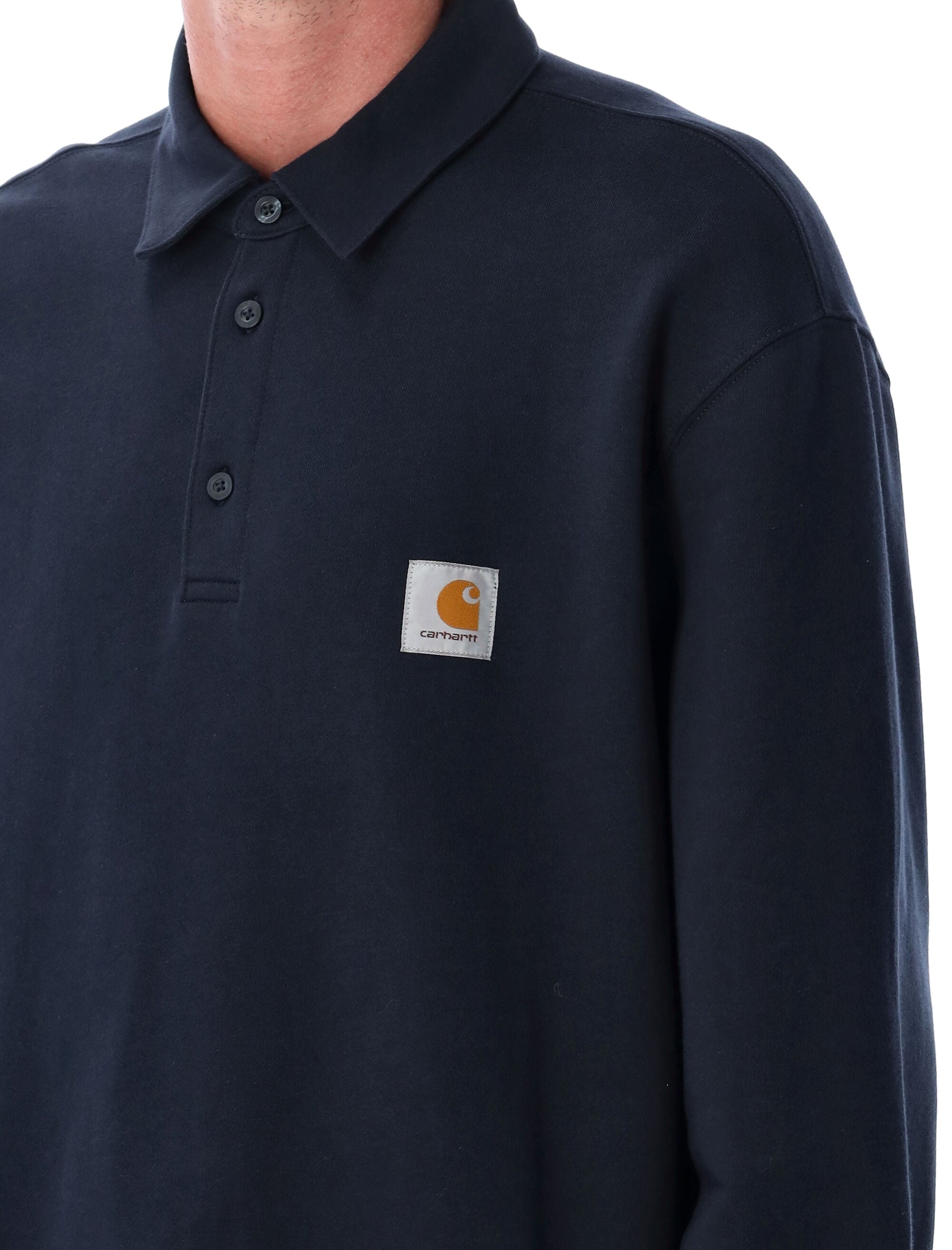 Carhartt WIP Black Cotton Polo Sweatshirt Deep Night