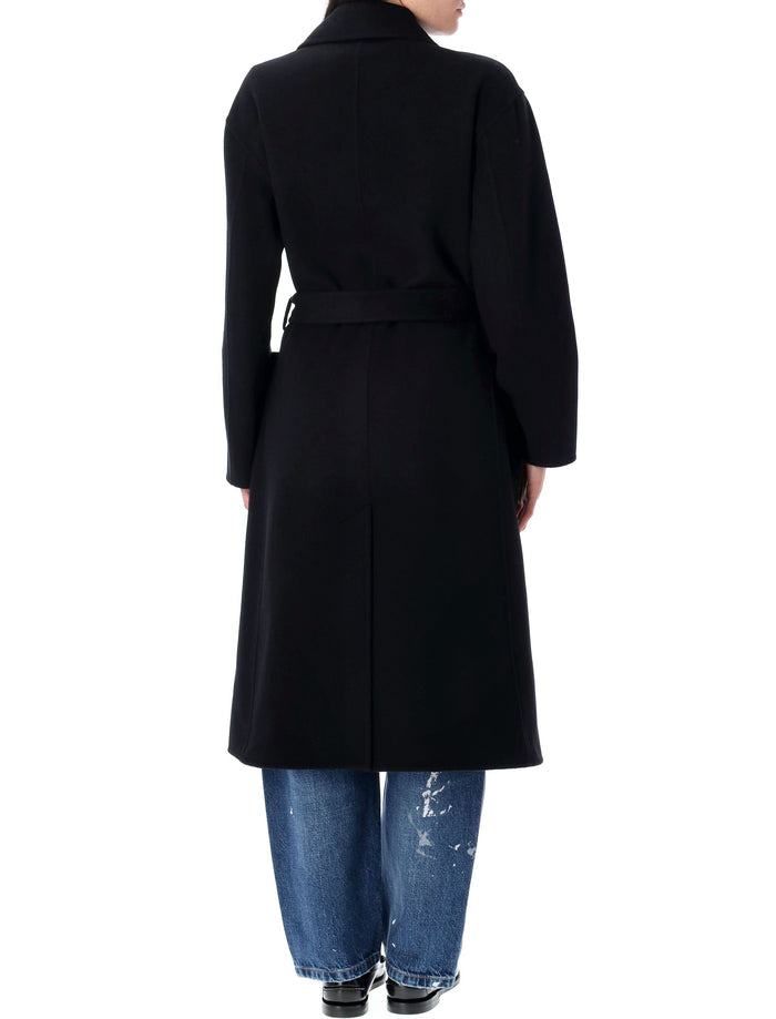 Double-Faced wool wrap coat Black