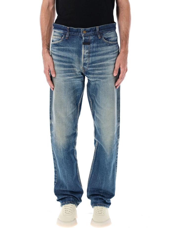 Fear of God vintage wash straight jeans Medium Blue Cotton
