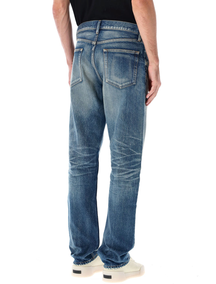 Fear of God vintage wash straight jeans Medium Blue Cotton