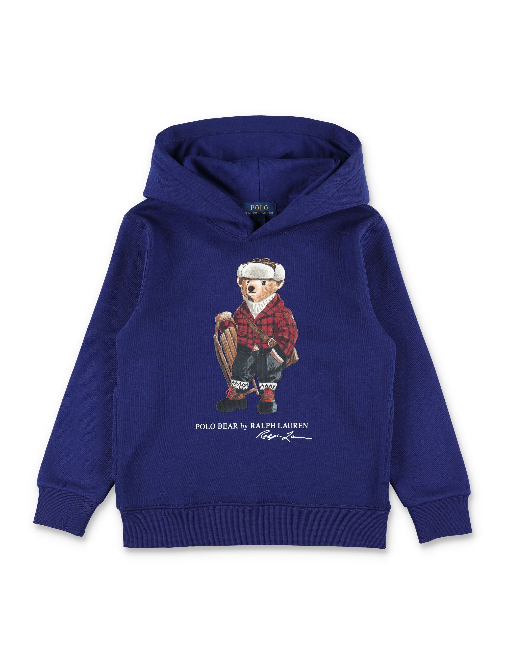 Polo Ralph Lauren Kids blue hooded sweatshirt with Bear Hol25 Fall Royal Cotton
