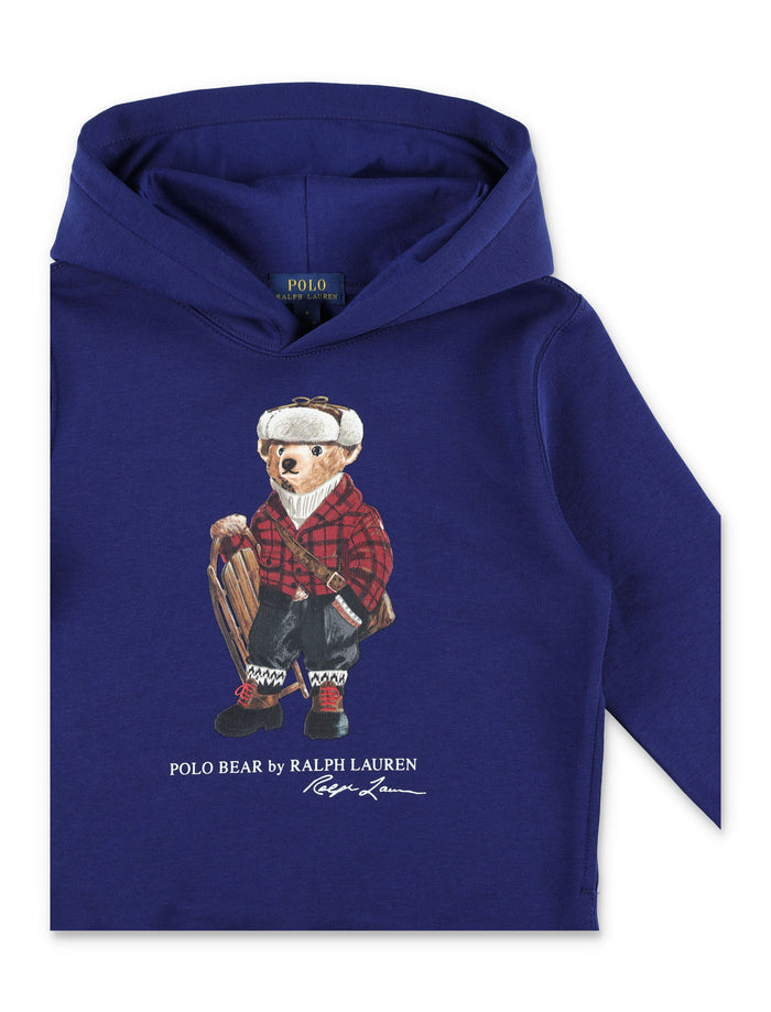 Polo Ralph Lauren Kids blue hooded sweatshirt with Bear Hol25 Fall Royal Cotton