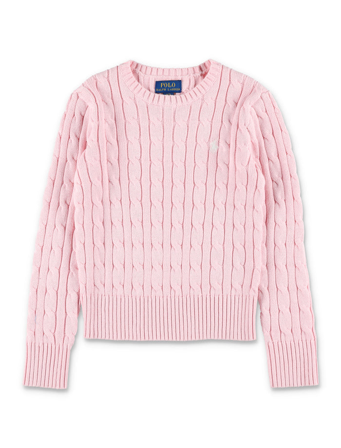 Polo Ralph Lauren Kids Pink Cable-Knit Cotton Sweater