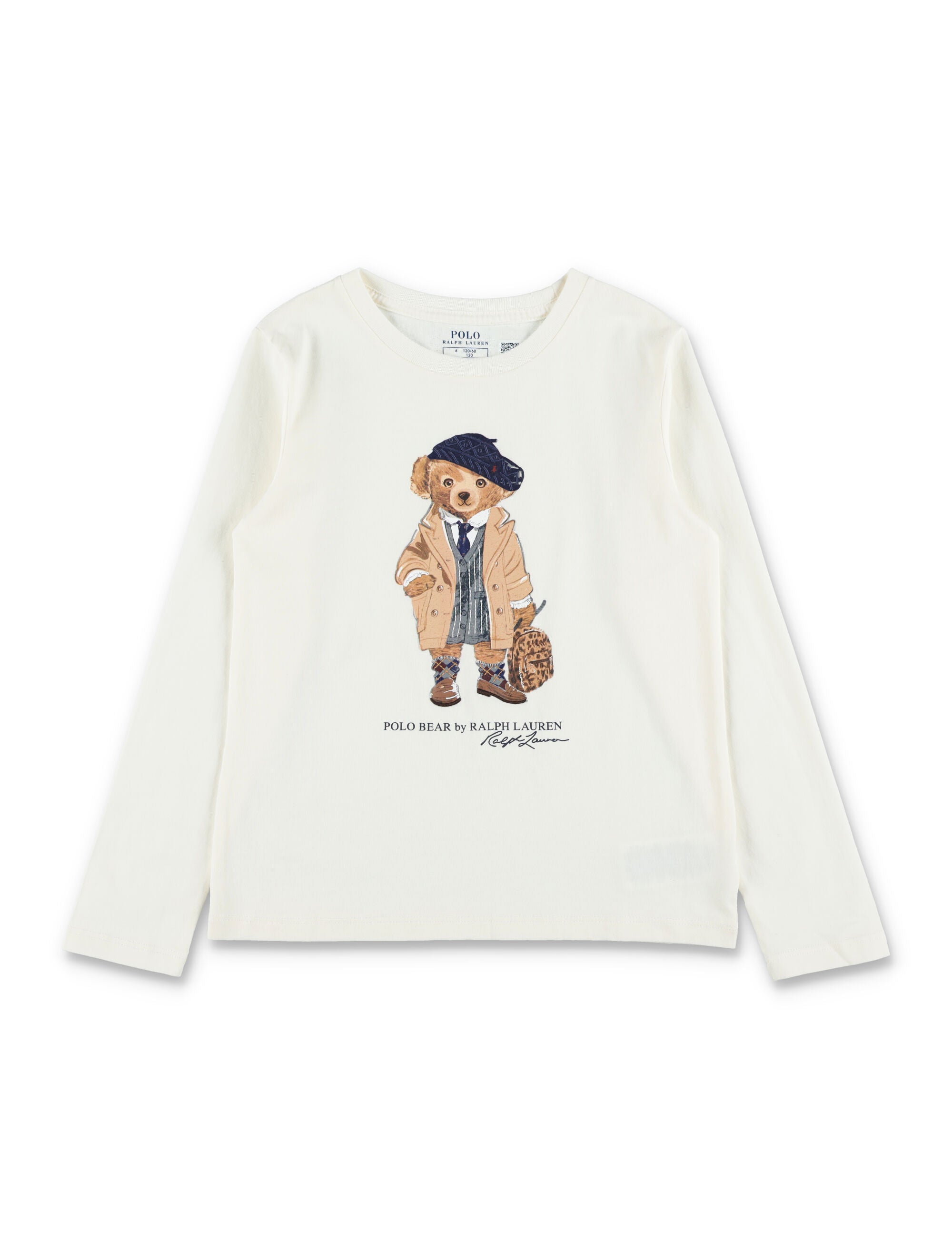 Kid - Polo Ralph Lauren Bear Long Tee White Cotton T-shirt