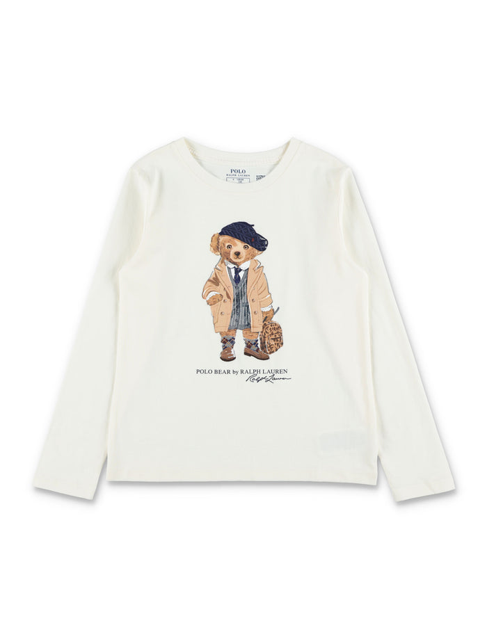 Kid - Polo Ralph Lauren Bear Long Tee White Cotton T-shirt