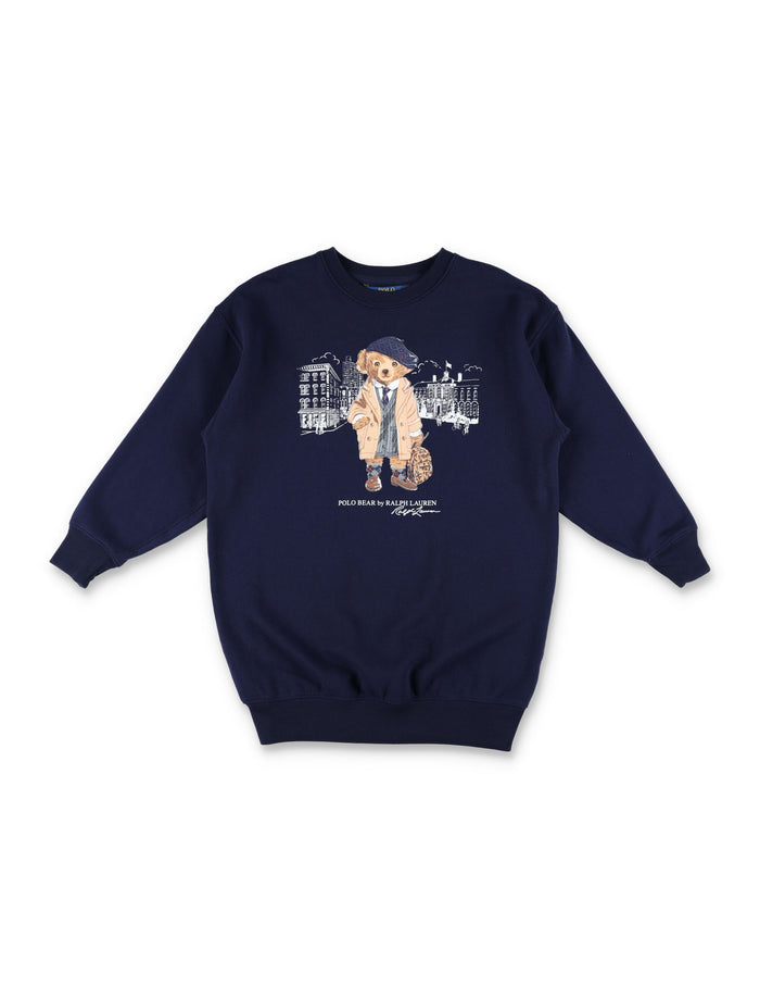 Kid - Polo Bear sweatshirt dress Navy Cotton