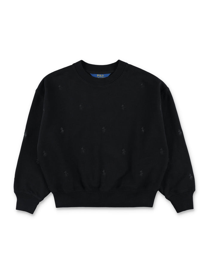 Polo Ralph Lauren Kids black sweatshirt with embroidered pony motif Cotton