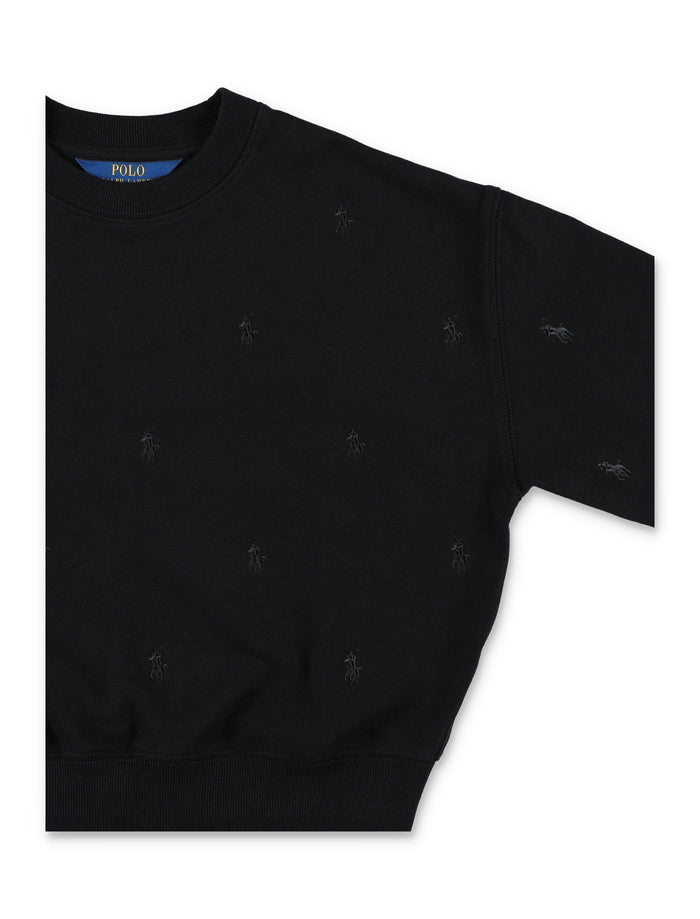 Polo Ralph Lauren Kids black sweatshirt with embroidered pony motif Cotton