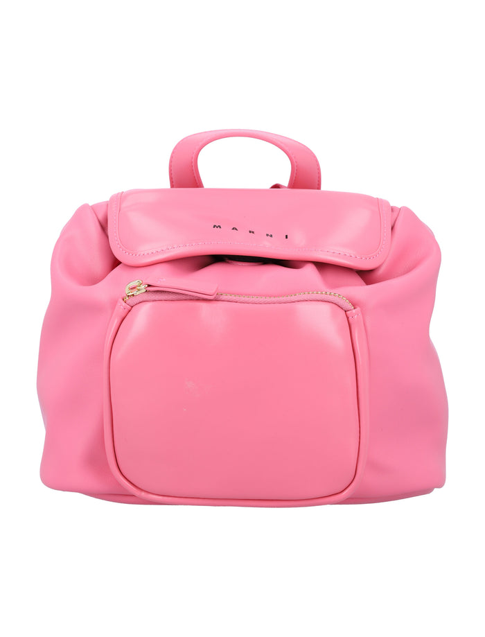 Kid - Eco leather pink backpack Polyester