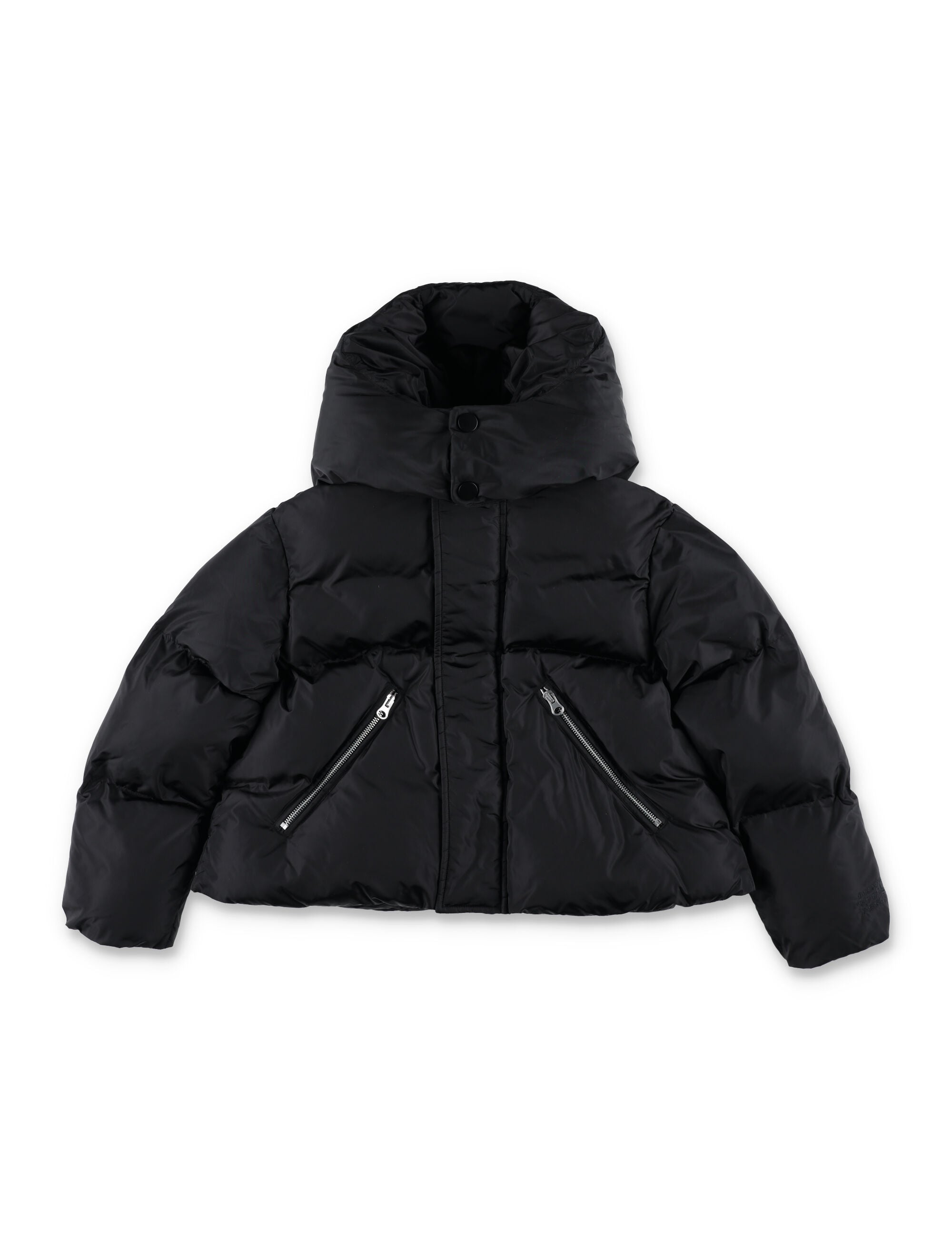 MM6 Maison Margiela Kid Black Puffer Jacket with High Collar Polyamide Padding