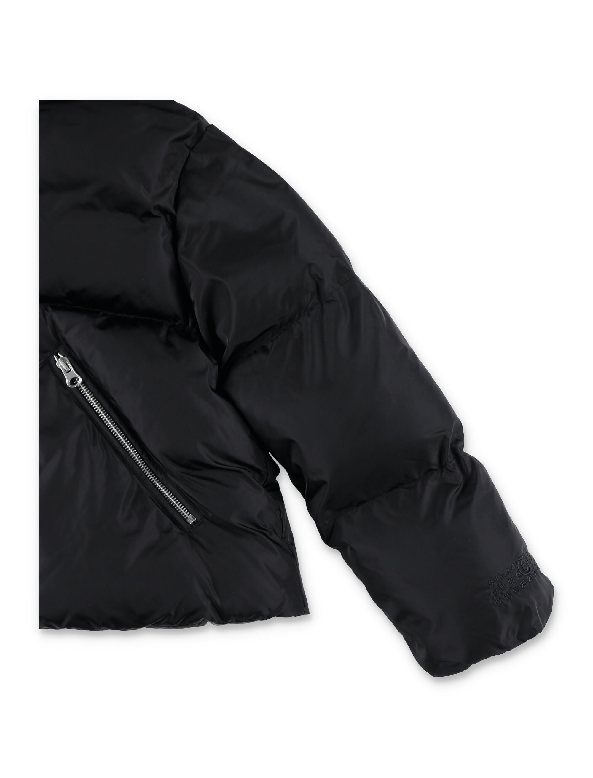 MM6 Maison Margiela Kid Black Puffer Jacket with High Collar Polyamide Padding