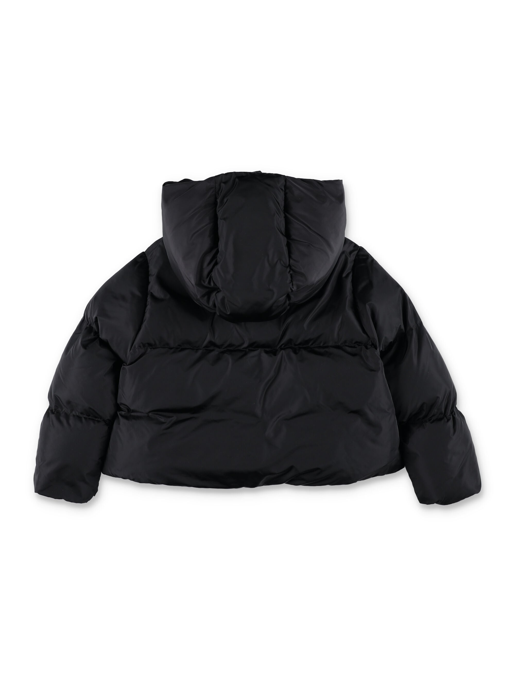MM6 Maison Margiela Kid Black Puffer Jacket with High Collar Polyamide Padding