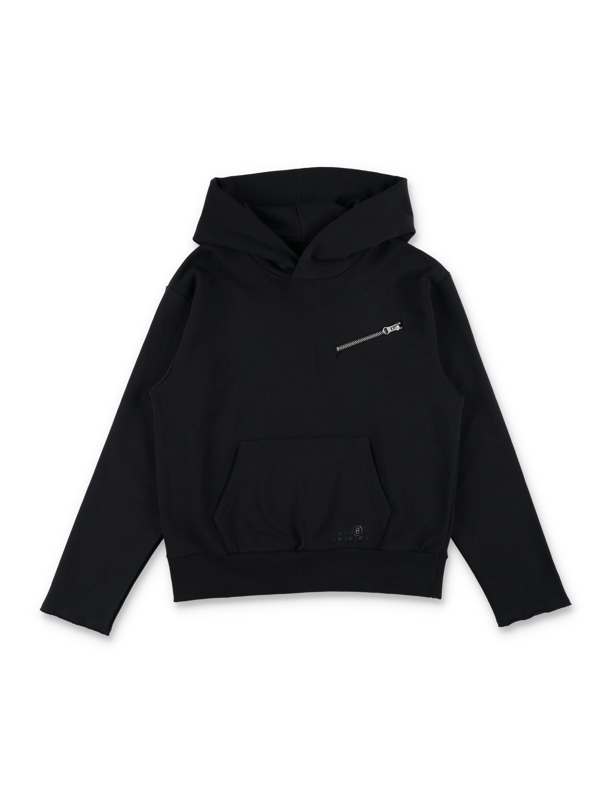 MM6 Maison Margiela Kids black hoodie with zip Cotton Sweatshirt