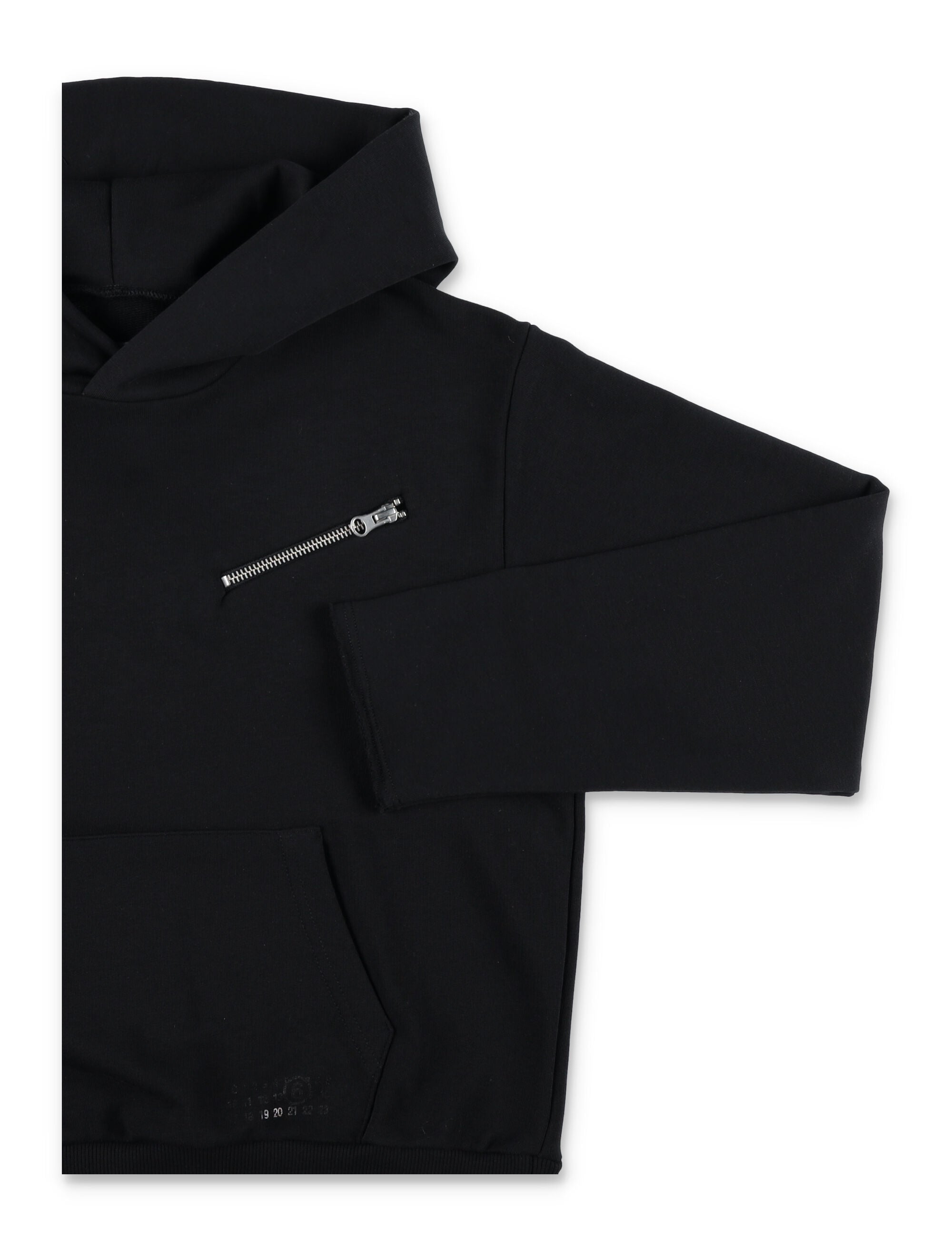 MM6 Maison Margiela Kids black hoodie with zip Cotton Sweatshirt