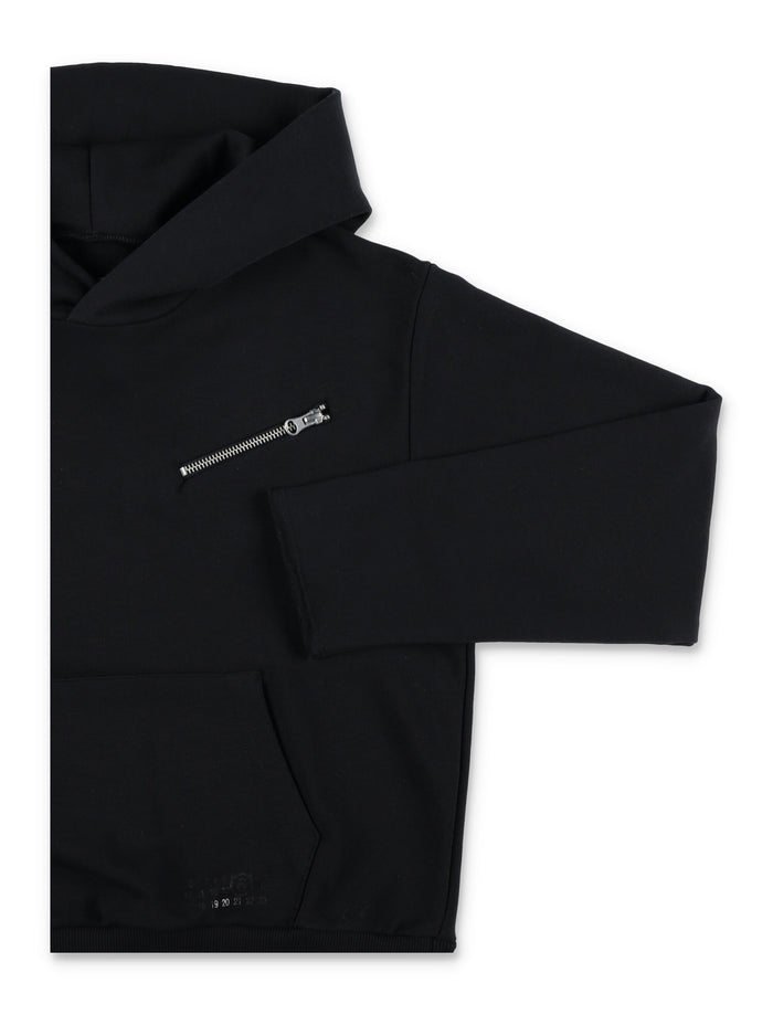 MM6 Maison Margiela Kids black hoodie with zip Cotton Sweatshirt
