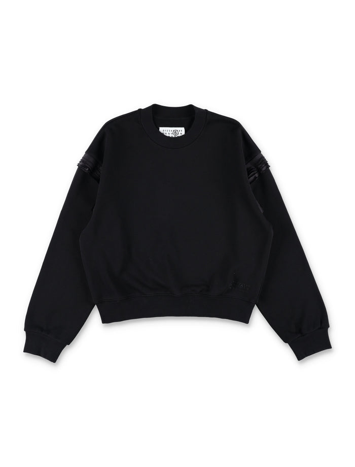 MM6 Maison Margiela Kids black sweatshirt with sleeve details Cotton
