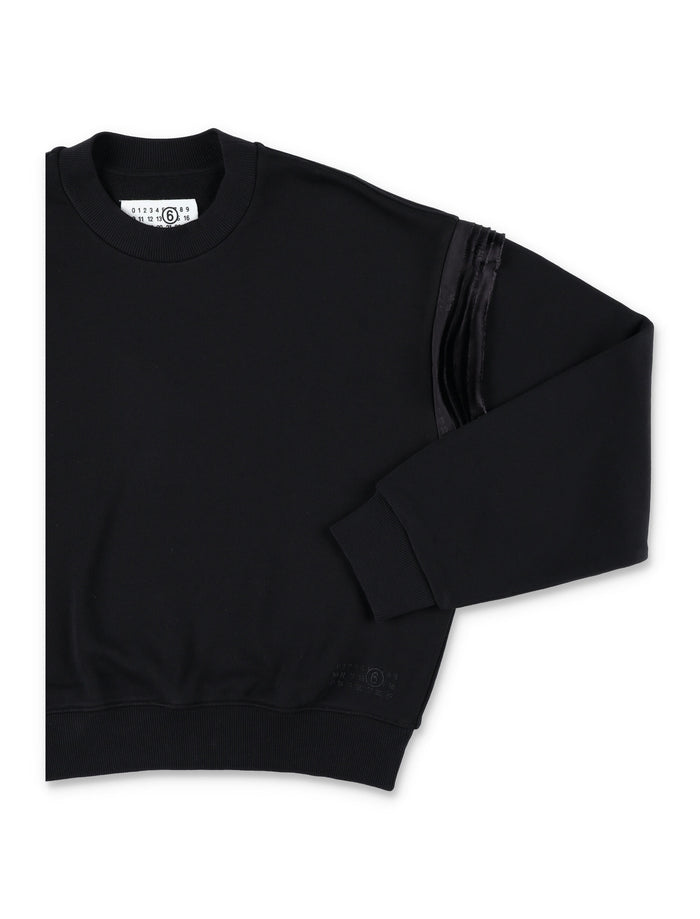 MM6 Maison Margiela Kids black sweatshirt with sleeve details Cotton