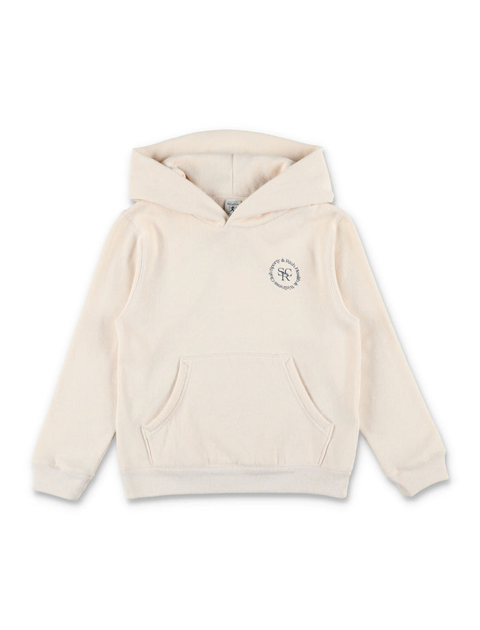 Sporty & Rich Kids cream Circle logo hoodie Cotton Sweatshirt