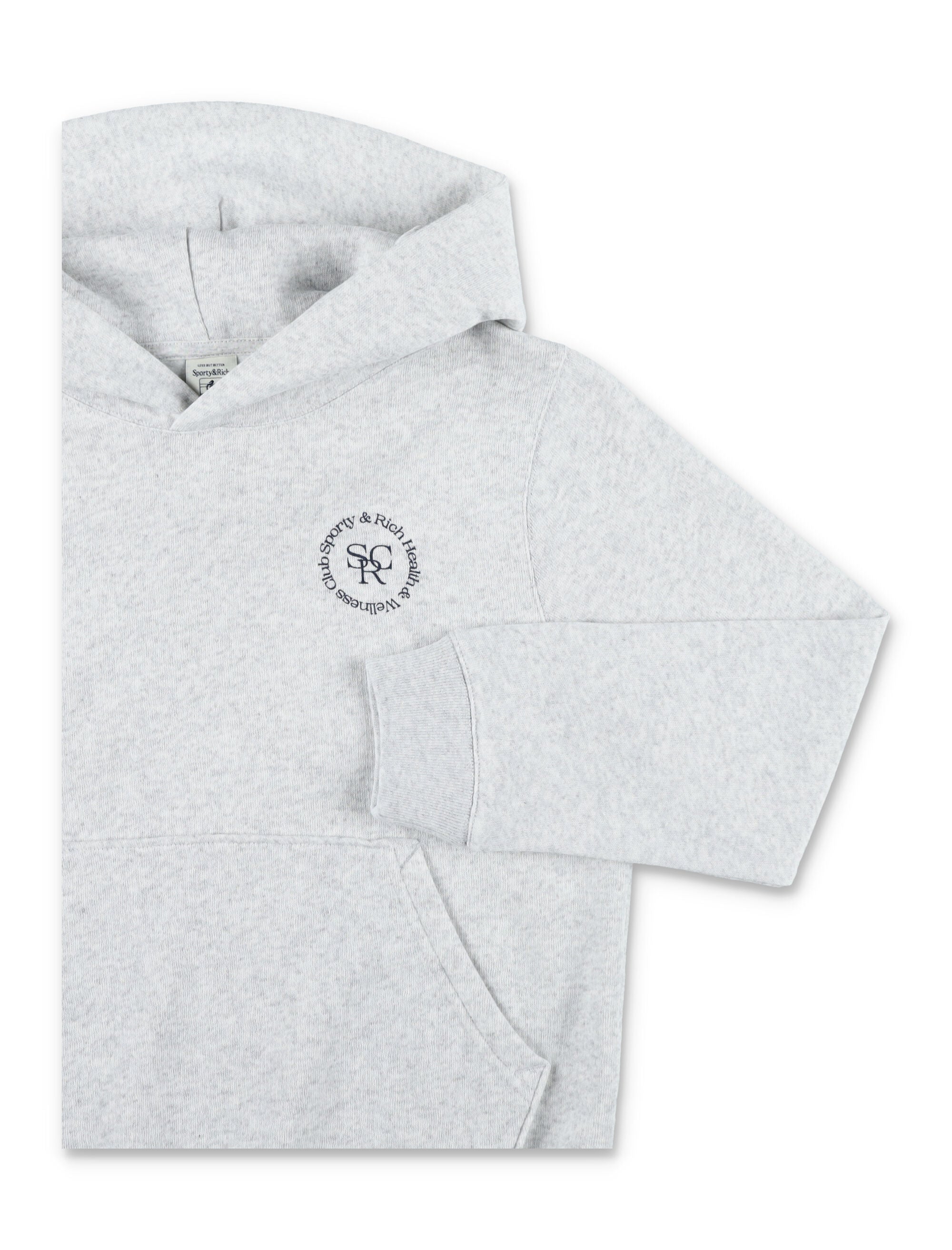 Sporty & Rich Kids grey melange Circle logo hoodie Heather Gray Cotton Sweatshirt