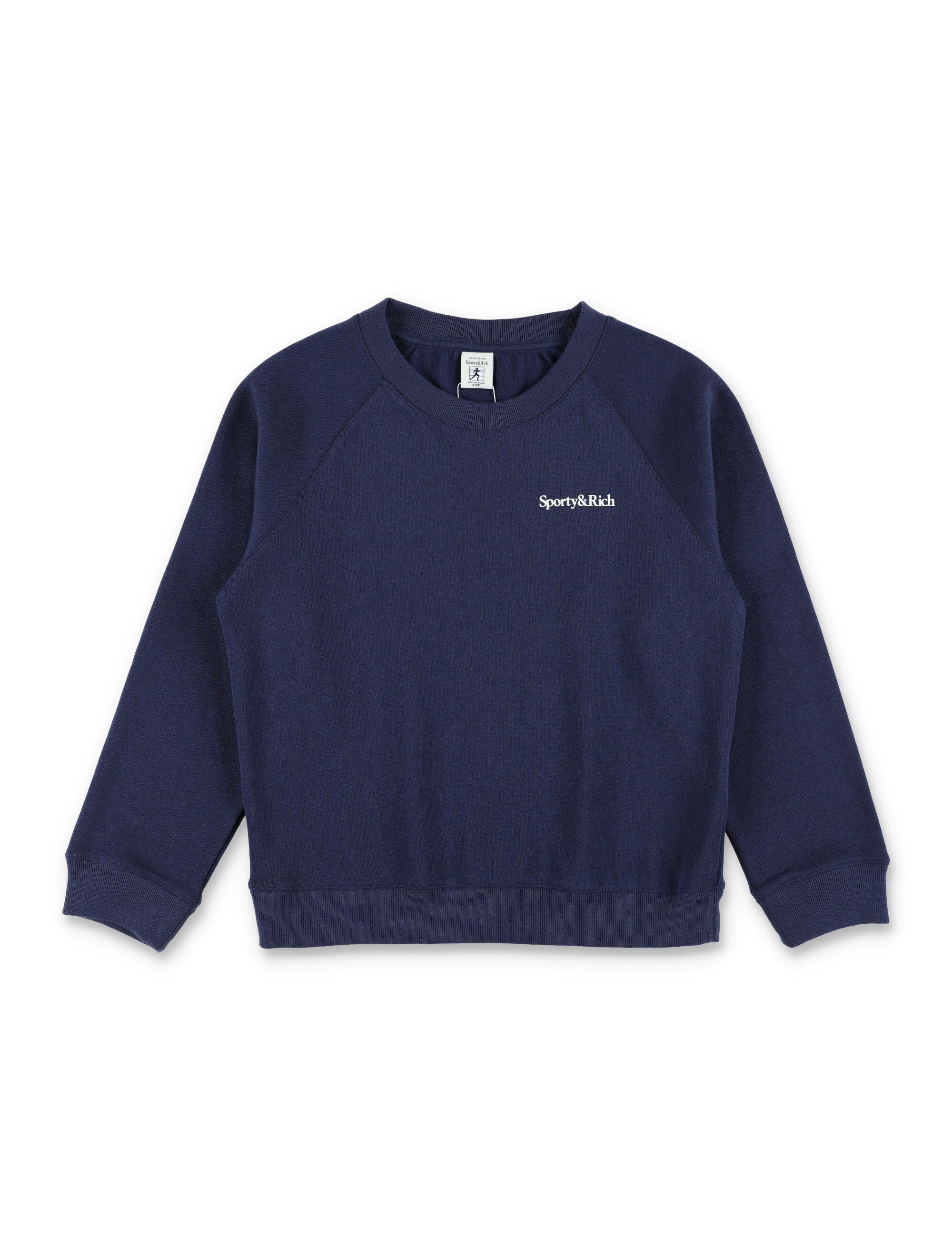 Sporty & Rich Kids blue fleece logo crewneck Dark Navy Cotton Sweatshirt