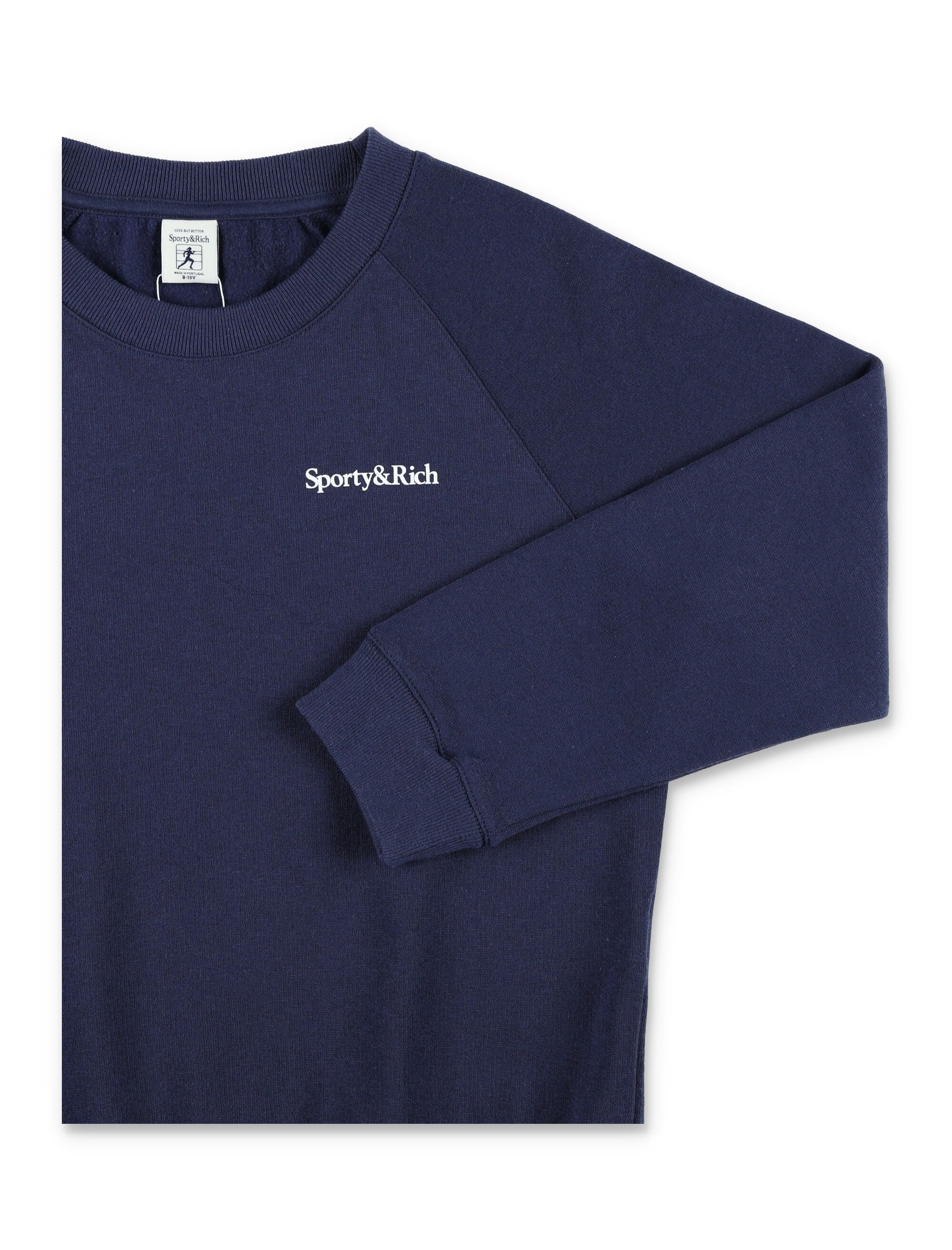 Sporty & Rich Kids blue fleece logo crewneck Dark Navy Cotton Sweatshirt